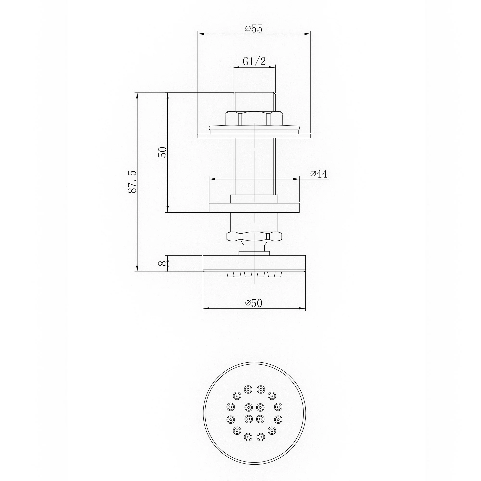 4 x round shower body jets - chrome - Image 7