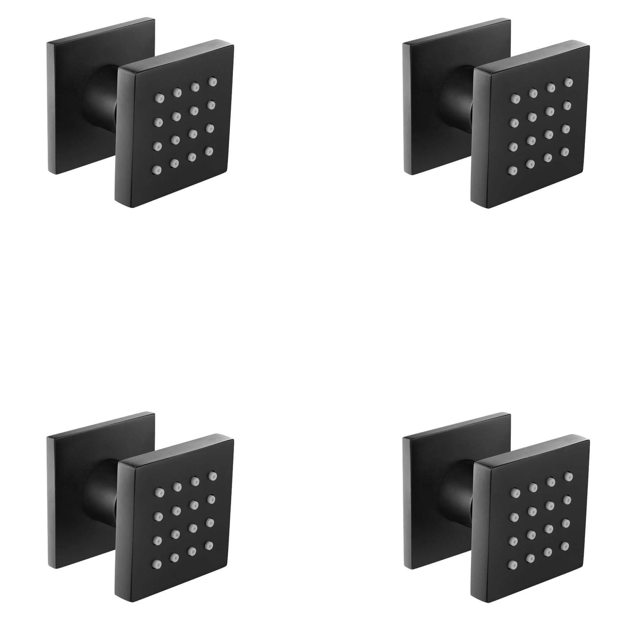 4 x square shower body jets - black