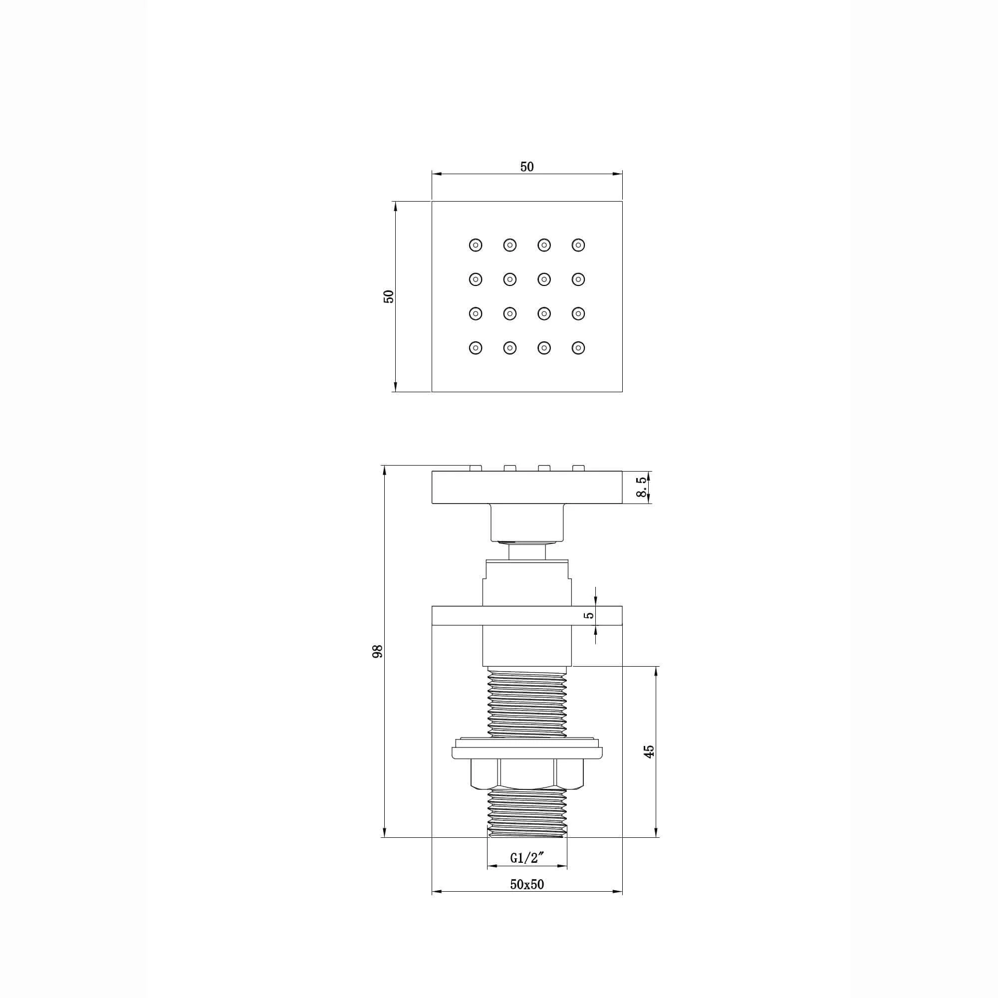 4 x square shower body jets - black - Image 2