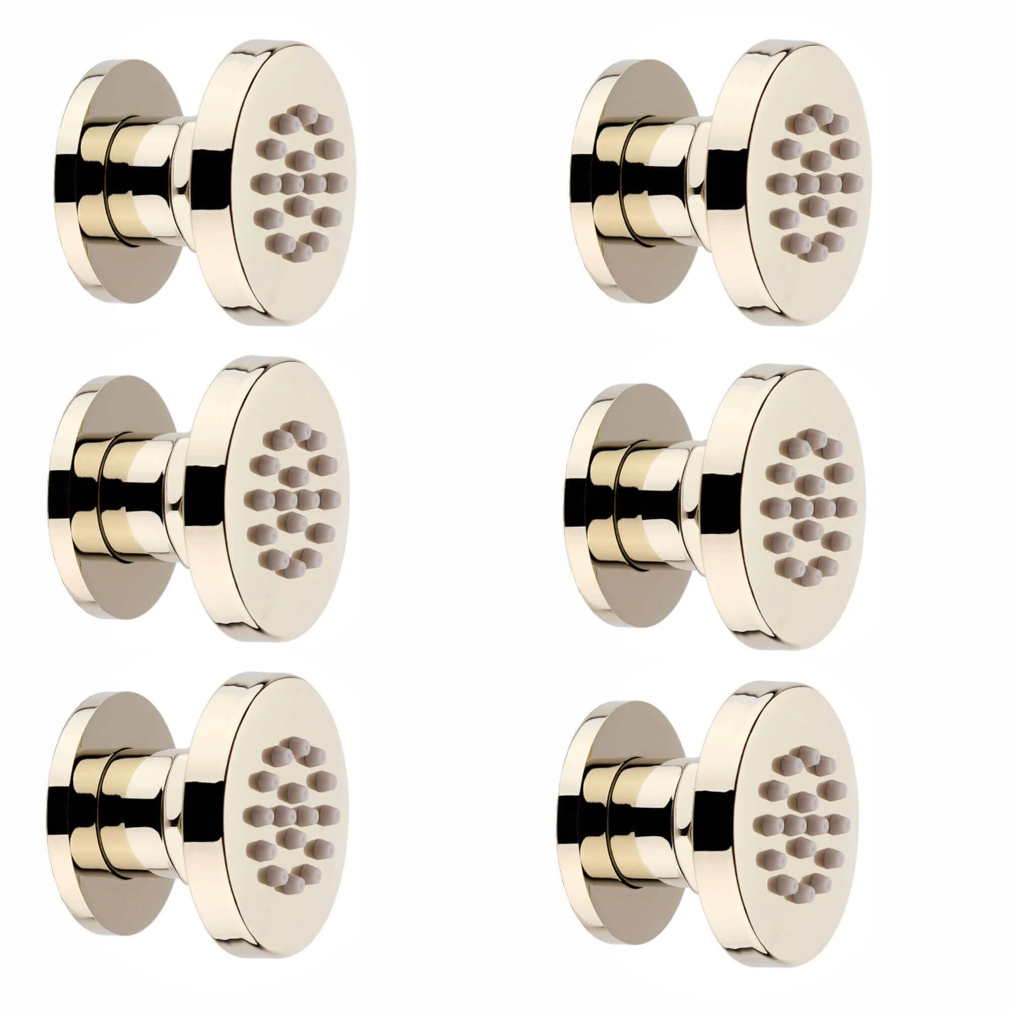 6 x round shower body jets - gold