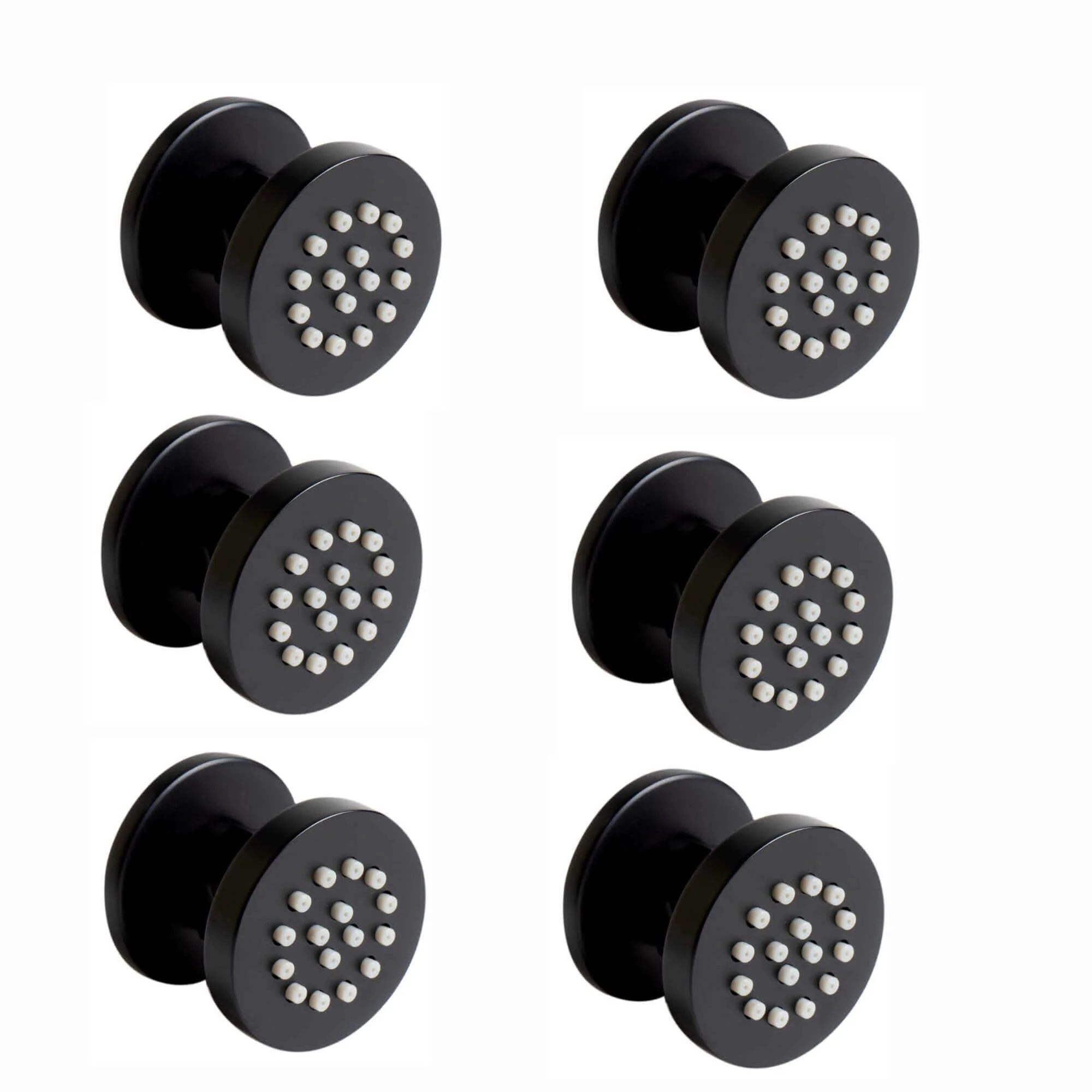 6 x round shower body jets - matt black