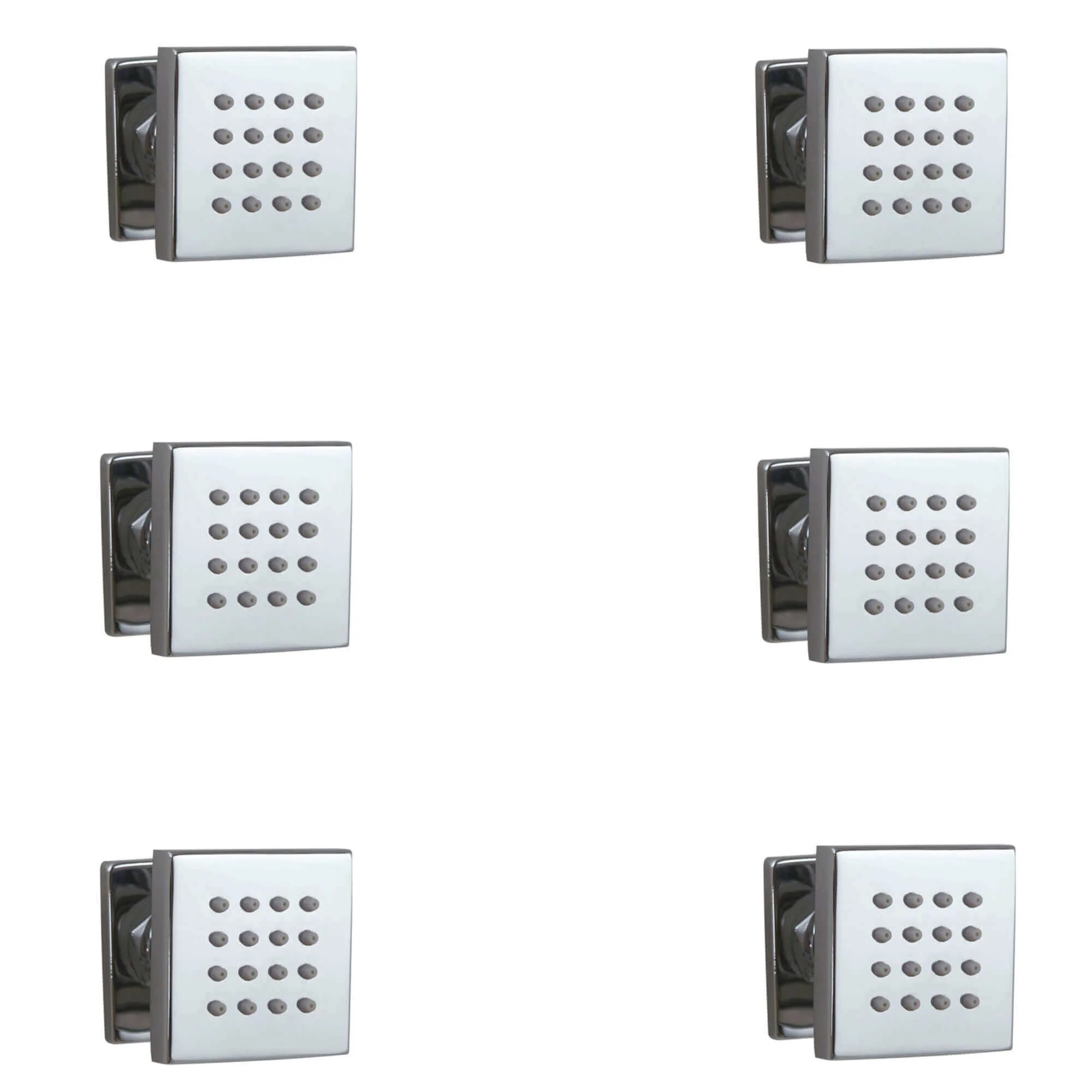 6 x square shower body jets - chrome
