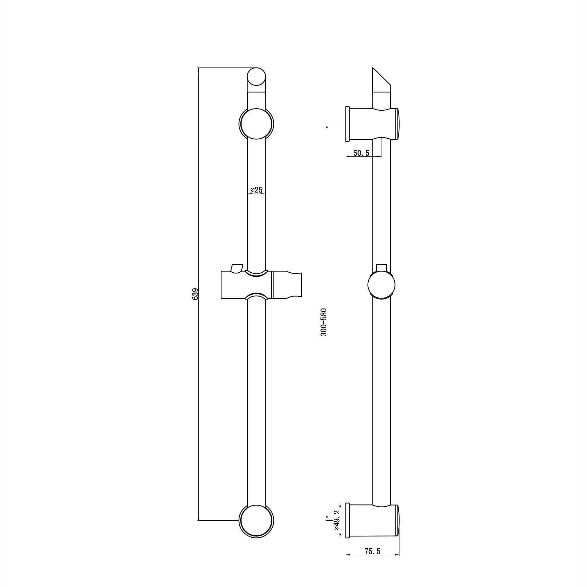 Adjustable sliding shower rail - black - Image 7