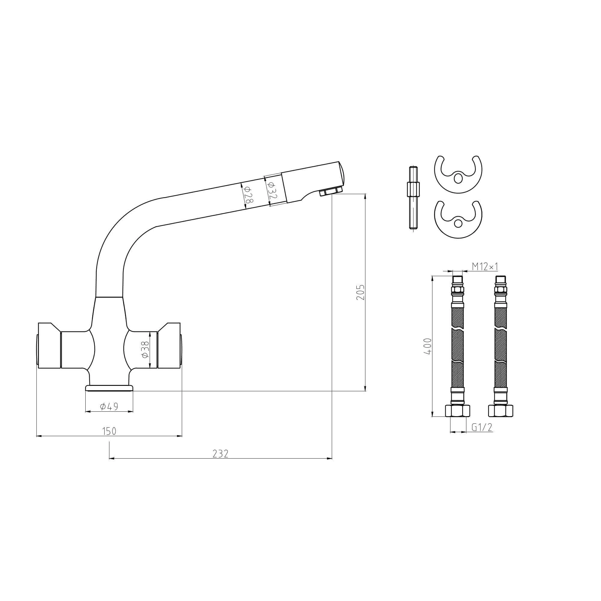 Alpha dual flow kitchen sink tap twin lever - brown - Image 5