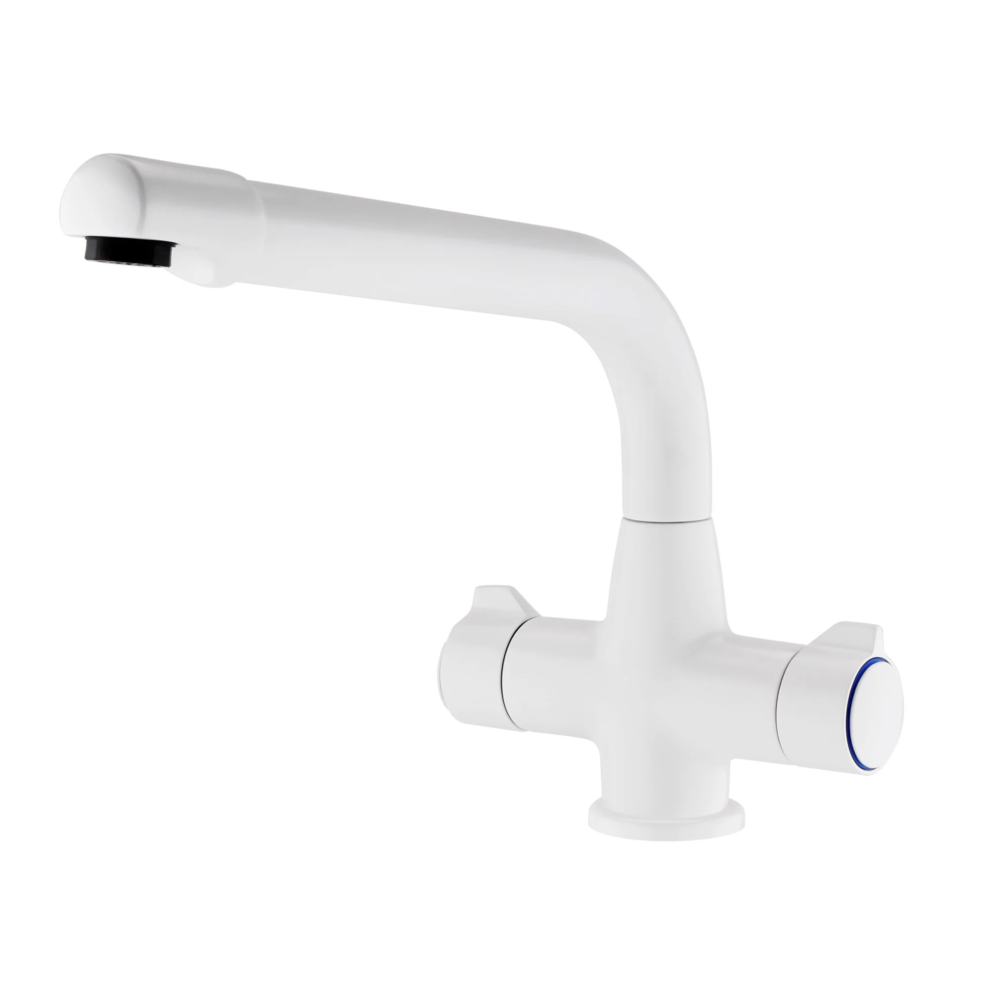 Alpha dual flow kitchen sink tap twin lever - white