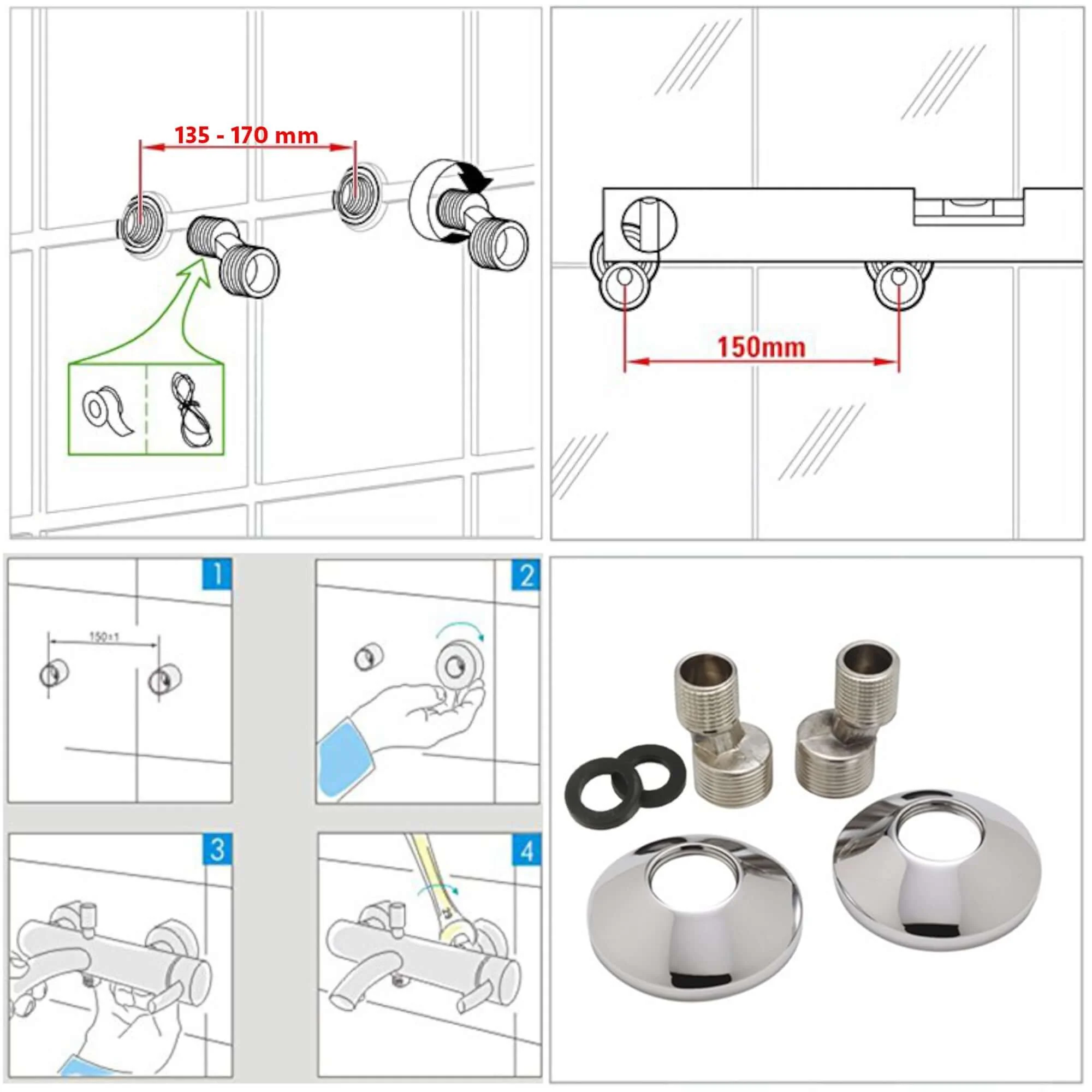 Apollo wall mount shower mixer tap - chrome (no handset) - Image 5