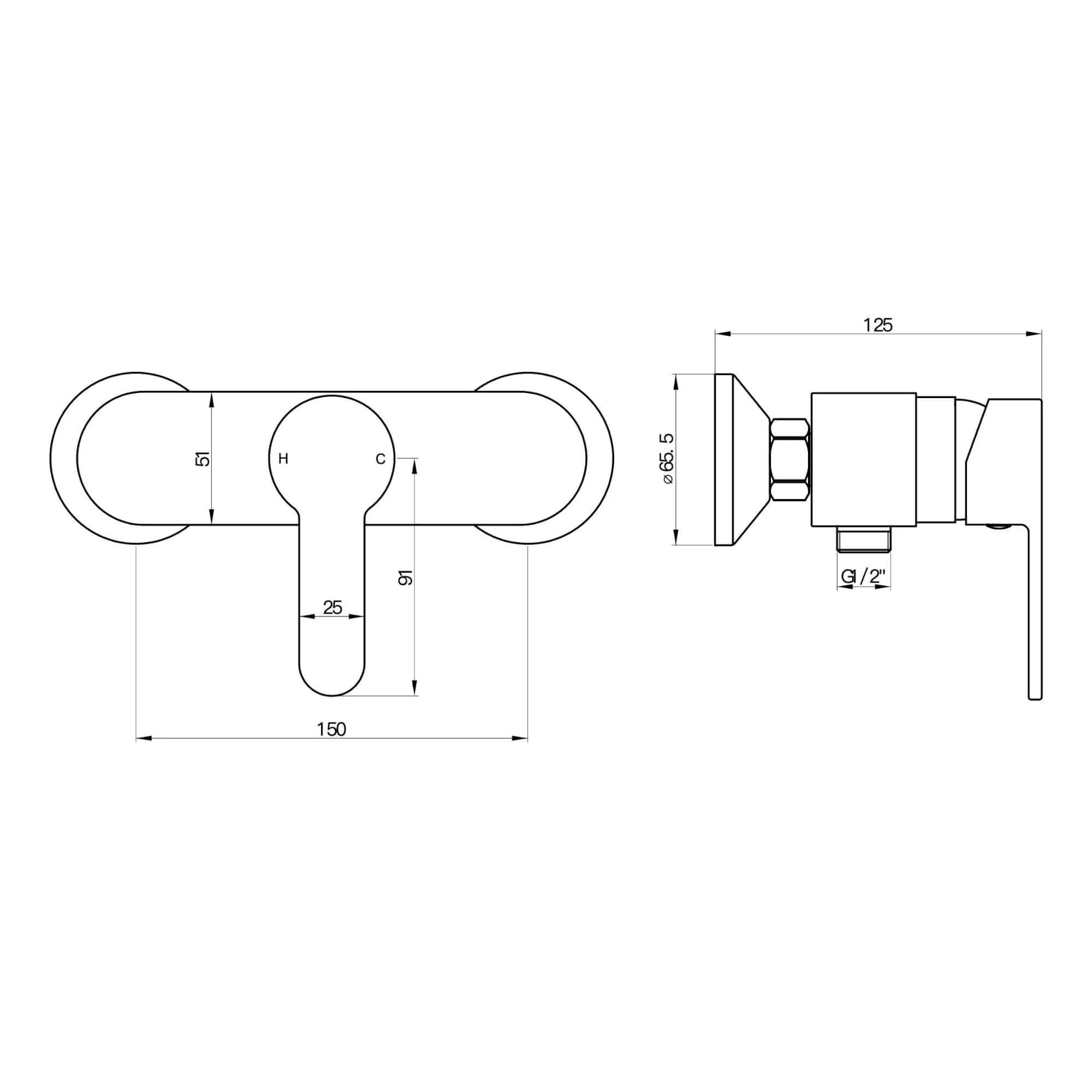 Apollo wall mount shower mixer tap - chrome (no handset) - Image 6