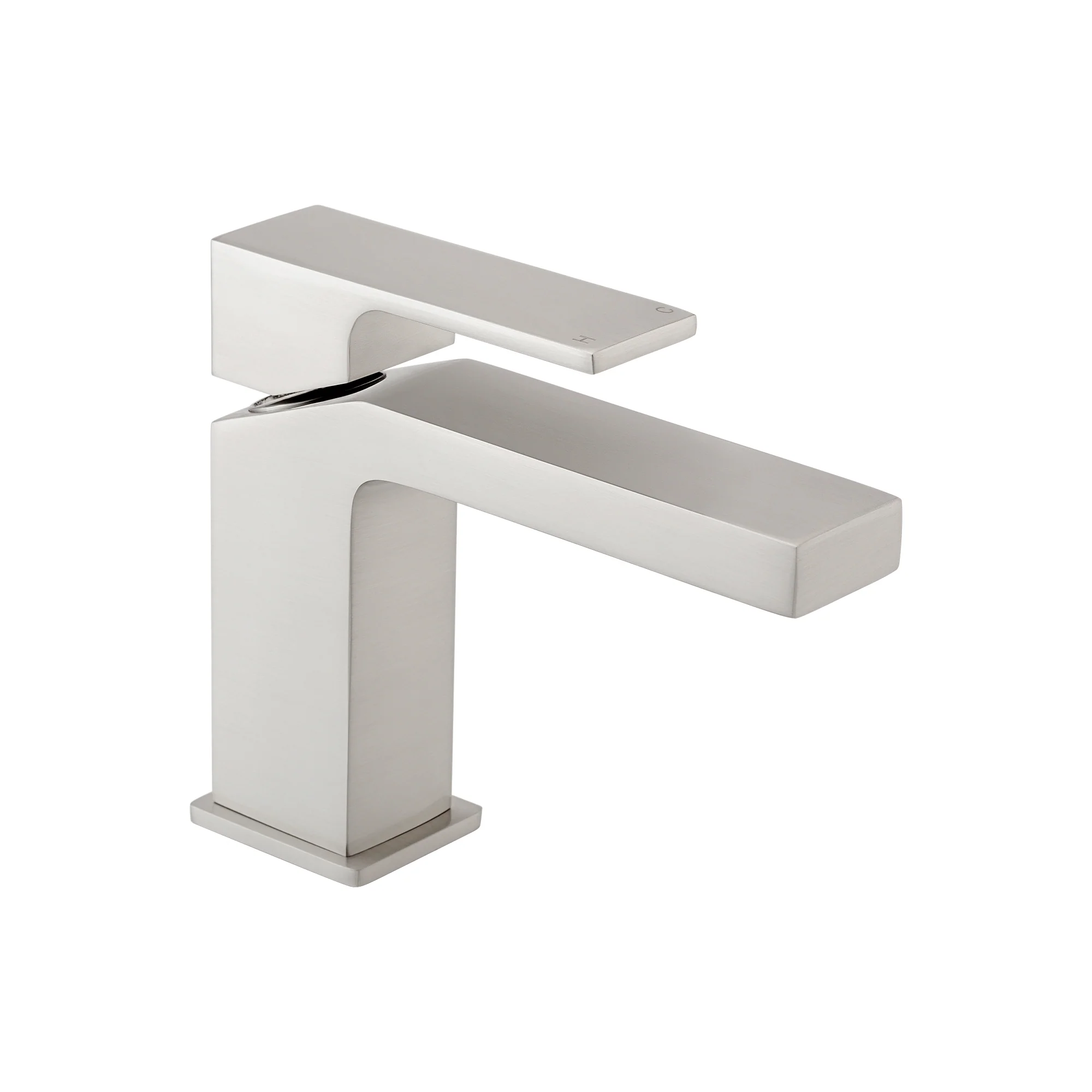 Athena contemporary square basin sink mixer tap + slotted waste - brushed nickel - Image 2