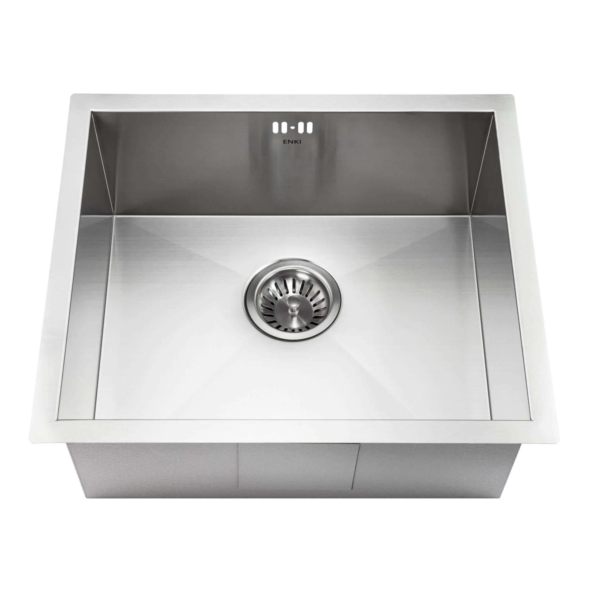 Axia 500mm x 430mm 1.0 bowl undermount or topmount kitchen sink with overflow - brushed stainless steel - Image 3