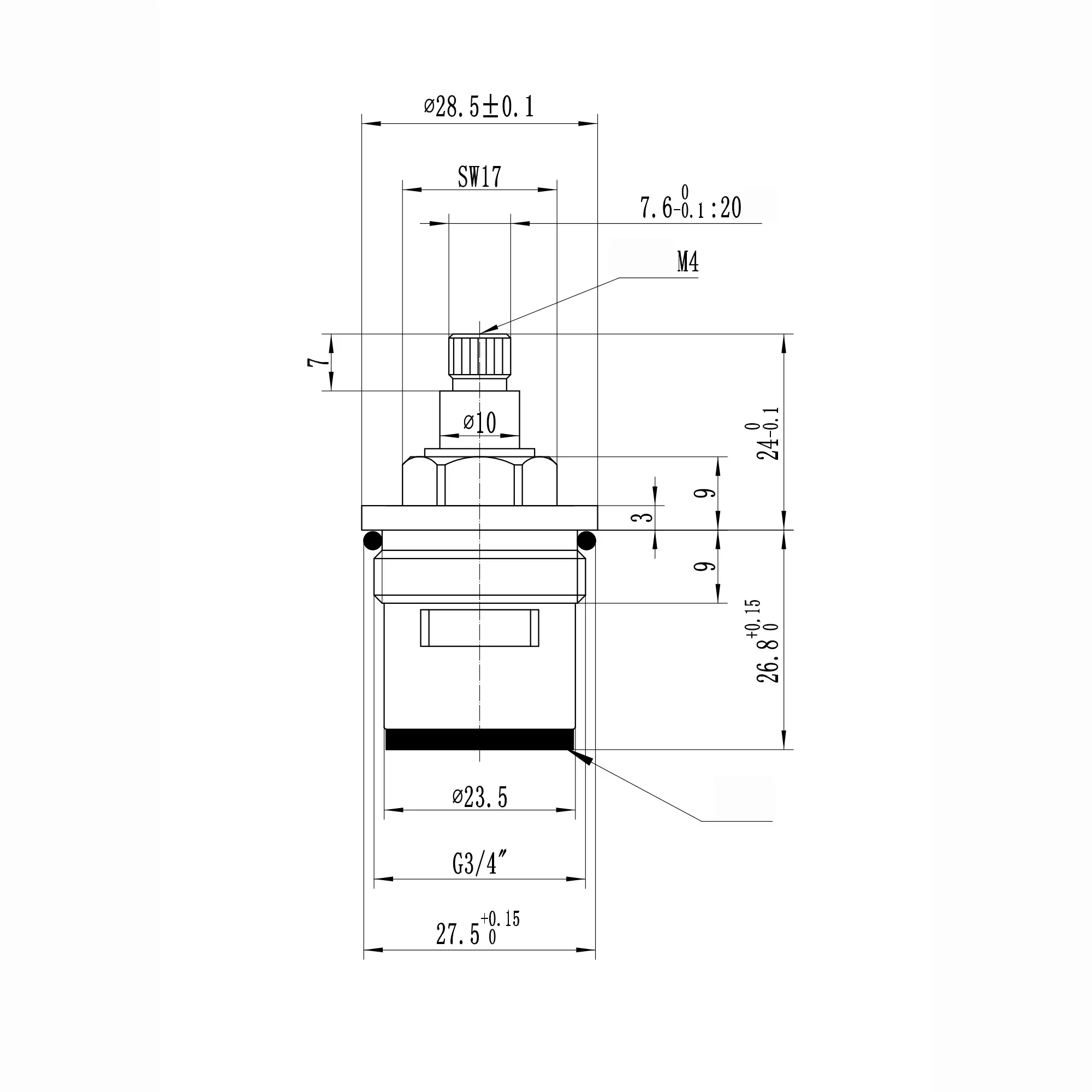 Brass 3/4" single valve - bath mixer of bath shower mixer tap Zara, Plaza - HOT - Image 2