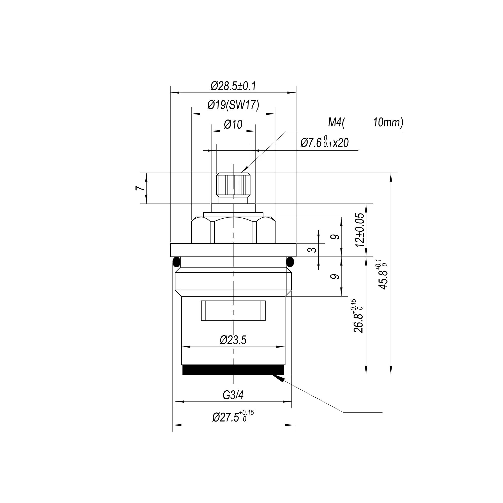 Brass 3/4" single valve - bath mixer or bath shower mixer tap Milly - HOT - Image 2
