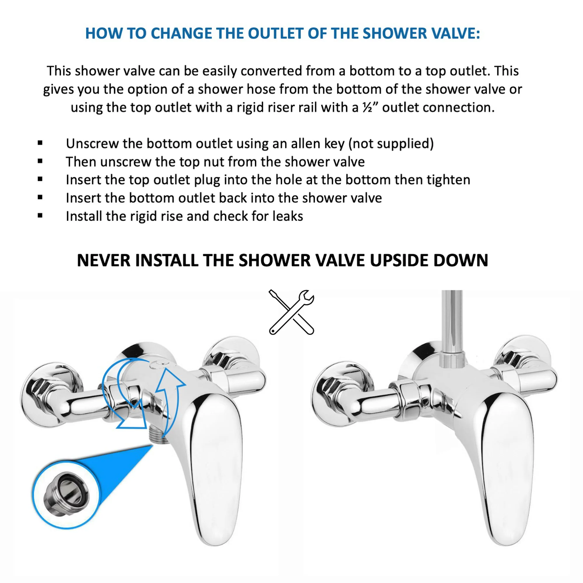 Bromley exposed shower mixer valve tap - chrome - Image 3