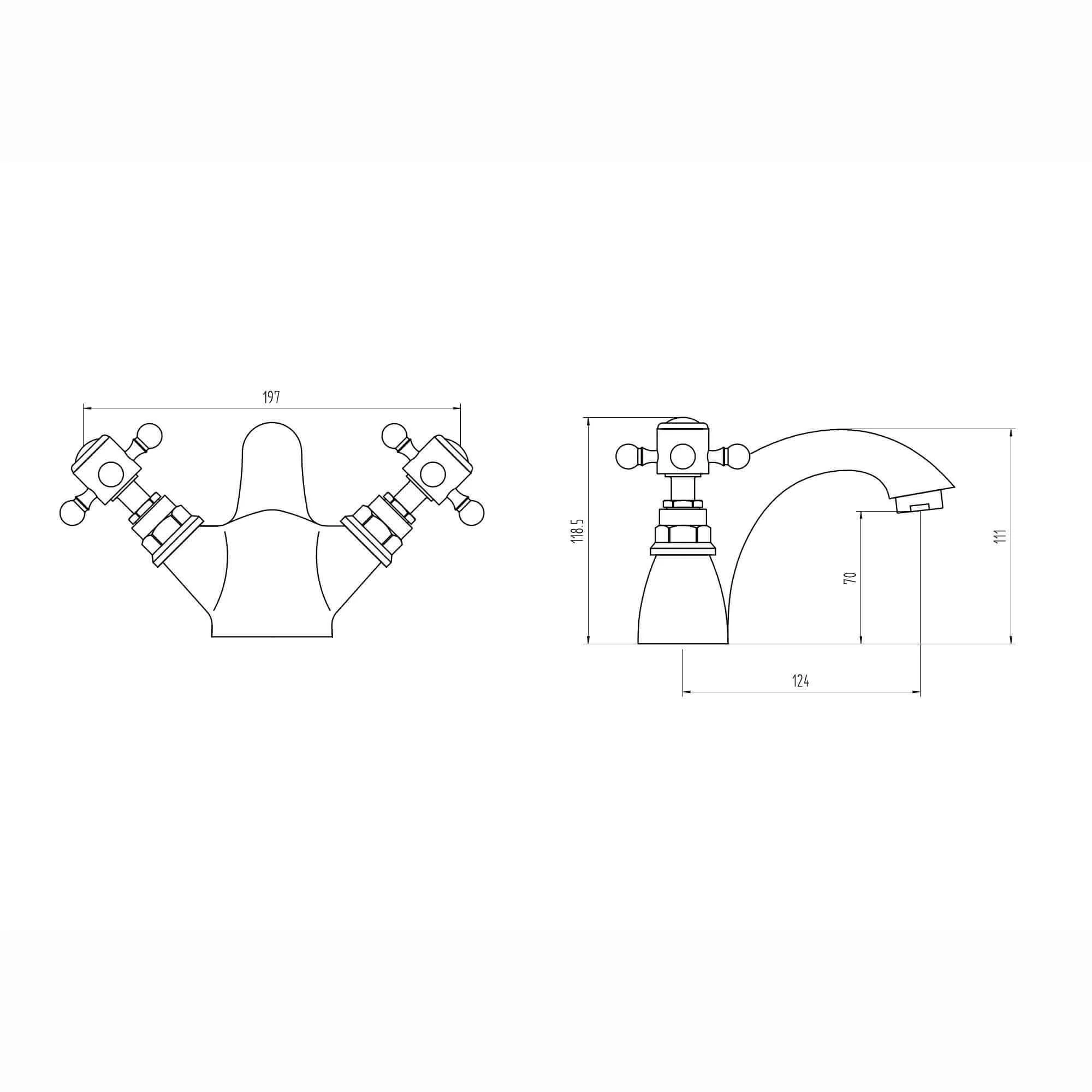 Camberley bath shower mixer tap + basin mixer tap pack - antique brass - Image 6