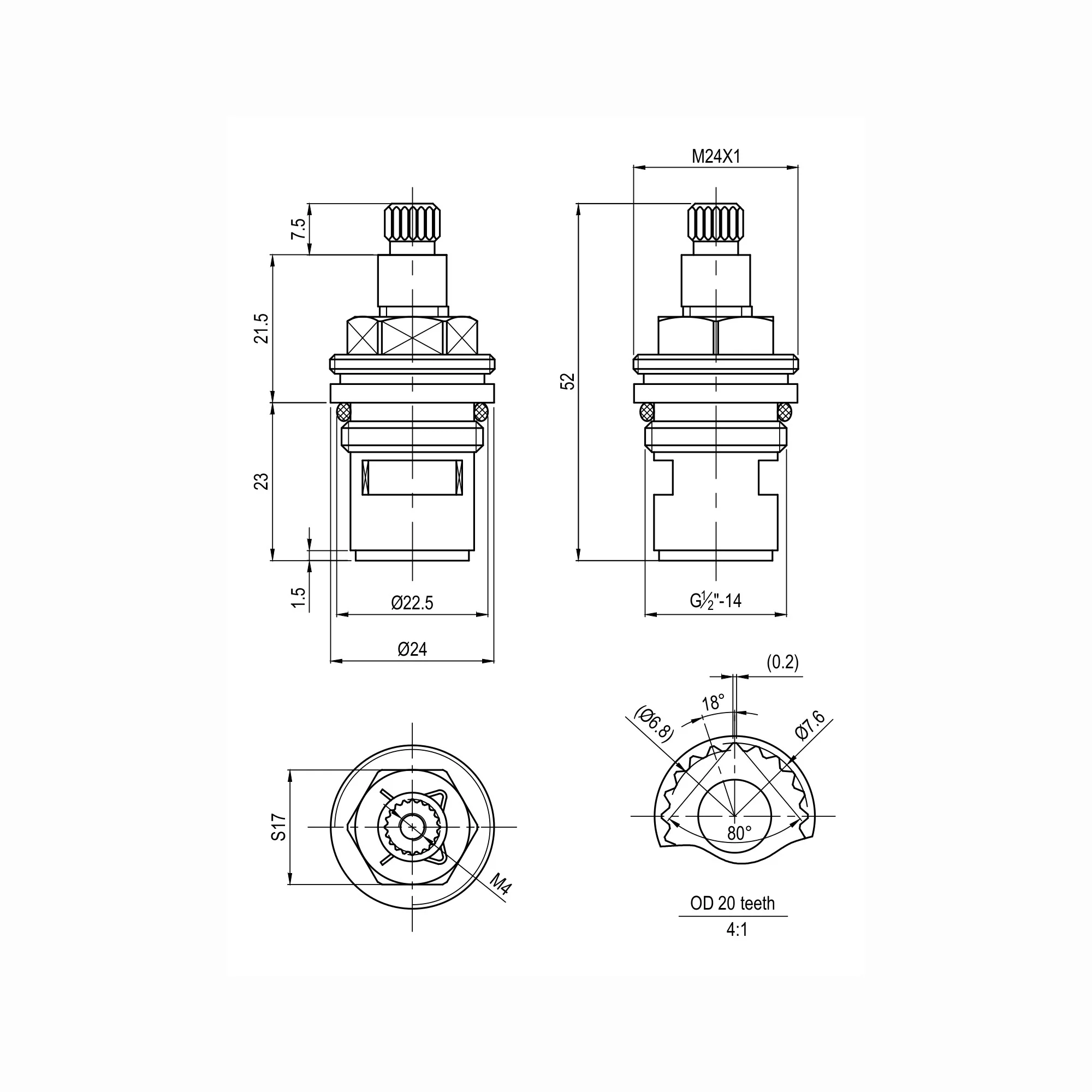 Ceramic disc brass valve 1/2", quarter turn - Dorchester, Alpha - COLD - Image 2
