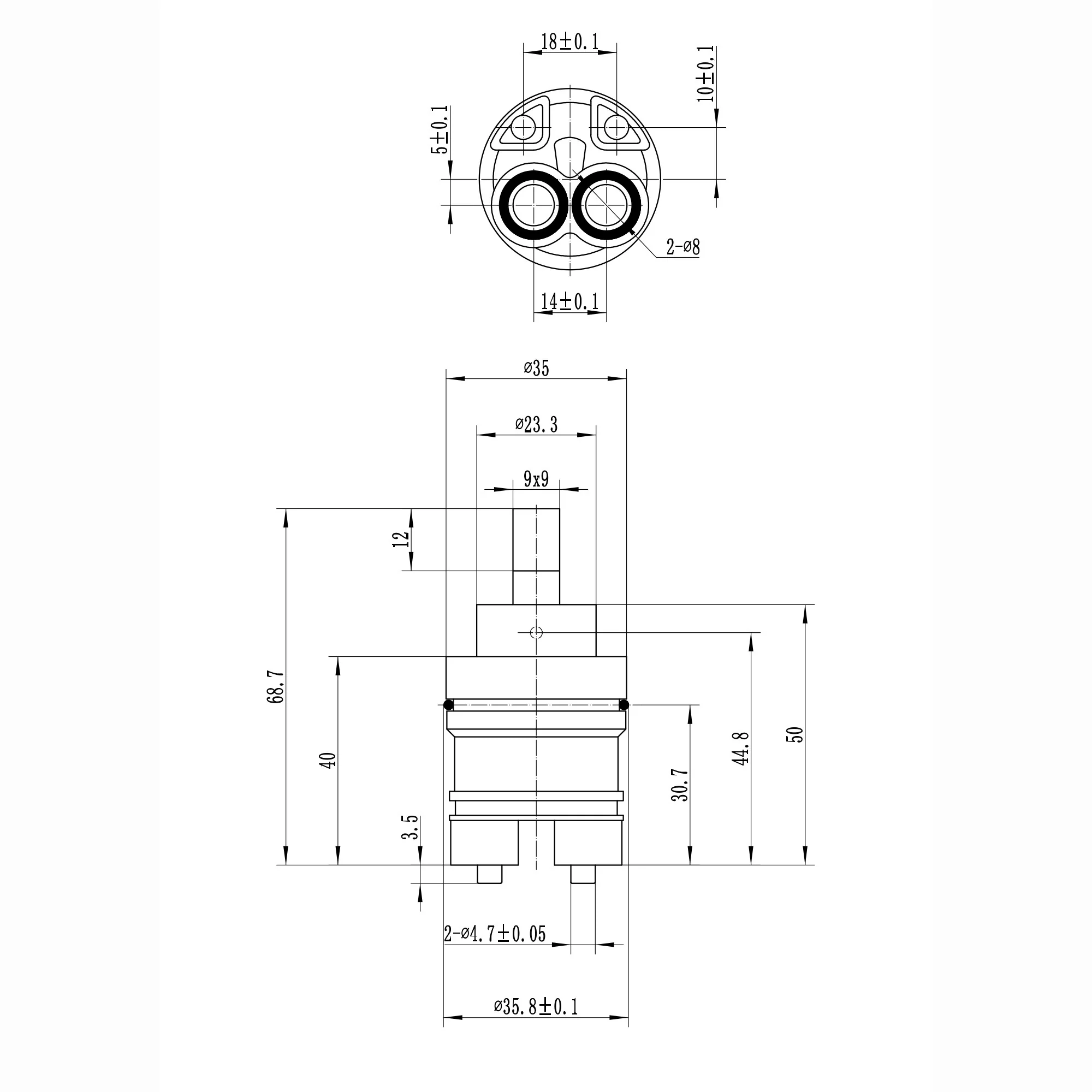 Ceramic disc cartridge valve 35mm high foot - Velar - Image 2