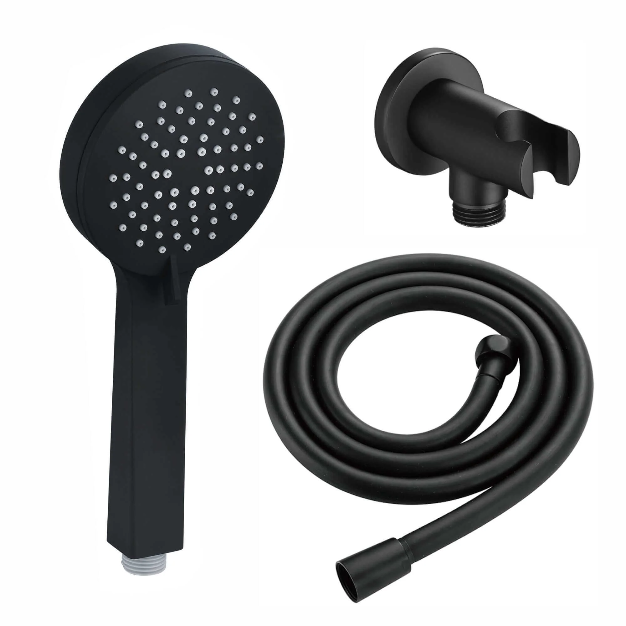 Contemporary 3 Function Hand Shower Kit Incl. Hose And Wall Bracket With Outlet - Black