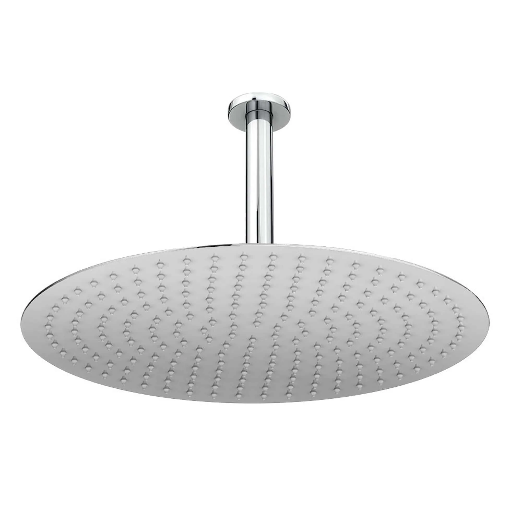 Contemporary Ceiling Fixed Round Ultra Slim Stainless Steel Shower Head 16" With 180mm Ceiling Shower Arm - Chrome - Image 2