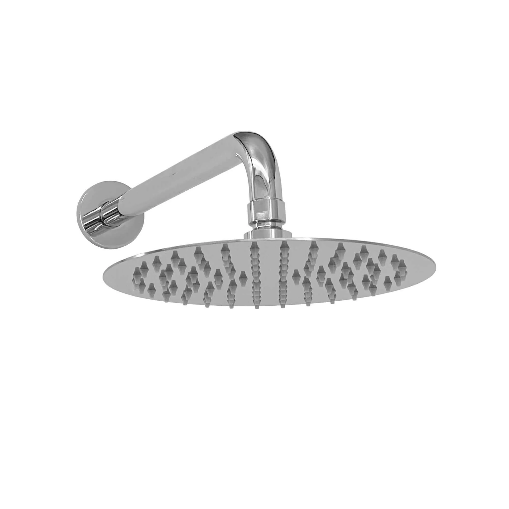 Contemporary Wall Fixed Round Ultra Slim Stainless Steel Shower Head 8" With Shower Arm - Chrome