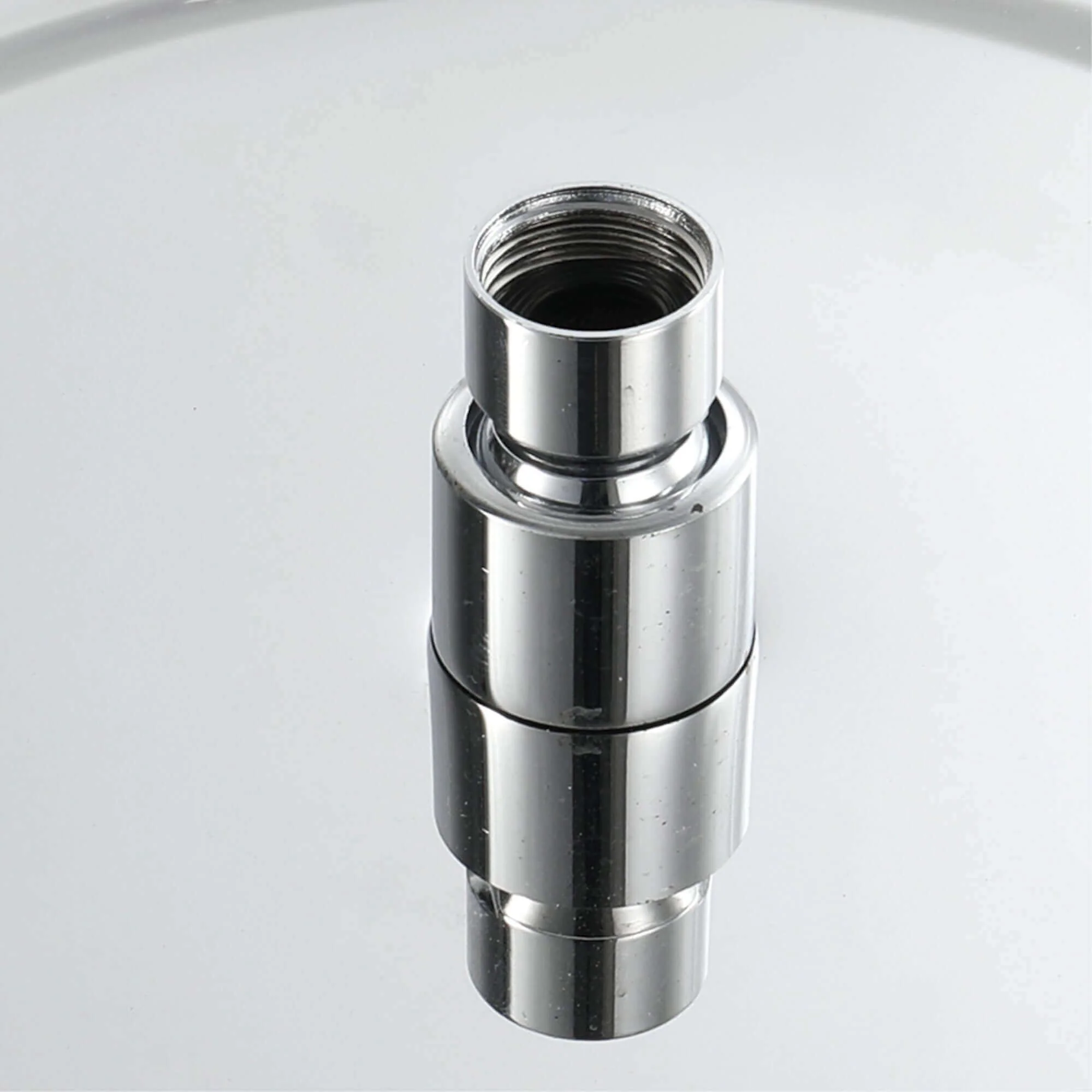 Contemporary Wall Fixed Round Ultra Slim Stainless Steel Shower Head 8" With Shower Arm - Chrome - Image 4