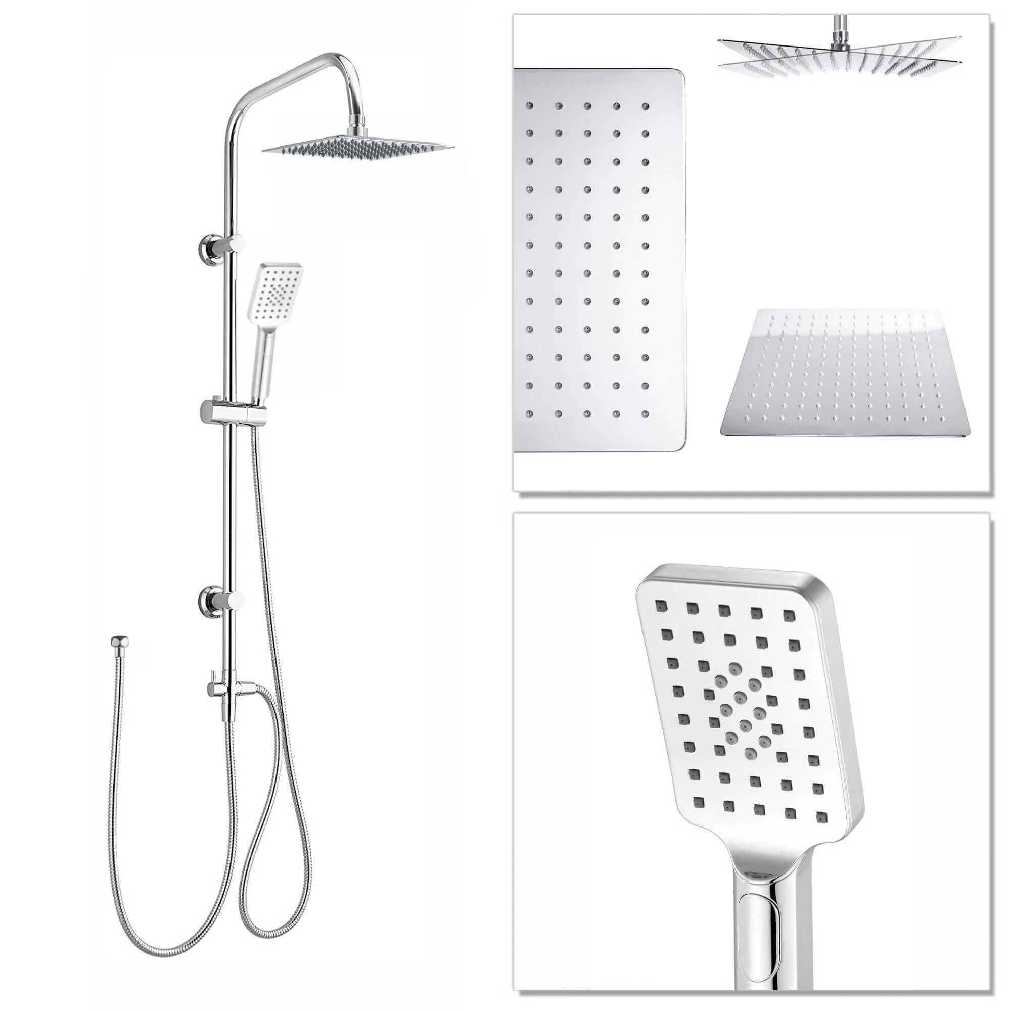 Stella bath shower mixer tap with dual rigid riser - chrome - Image 5