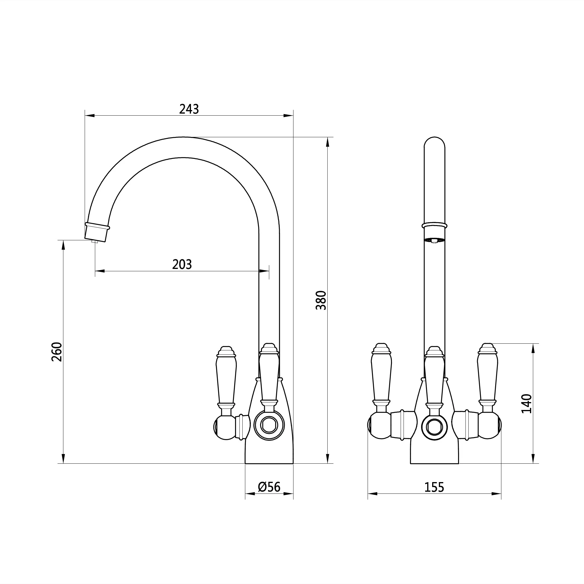 Cotswold traditional filter tap with ceramic levers - gold - Image 4