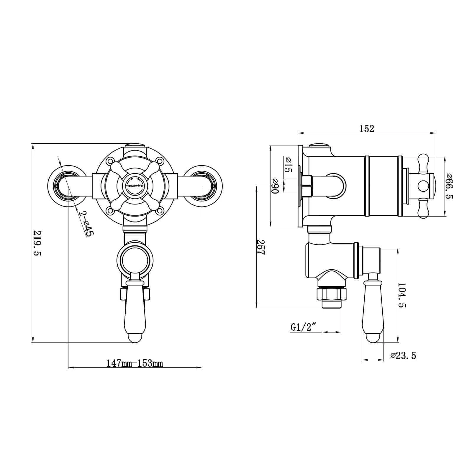 Downton Exposed Traditional Thermostatic Shower Set Incl. Twin Shower Valve And Slider Rail Kit, Soap Holder - Gold - Image 4