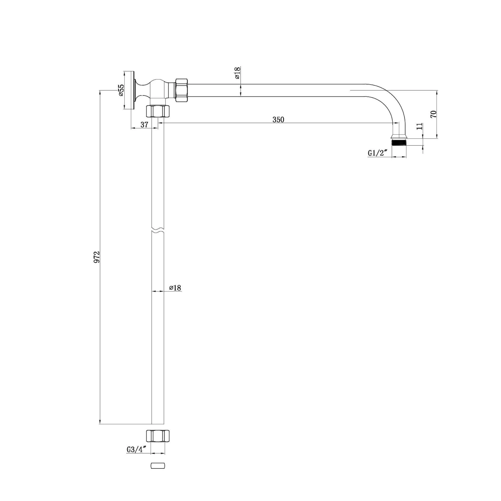 Downton shower rigid riser rail traditional - antique brass - Image 5