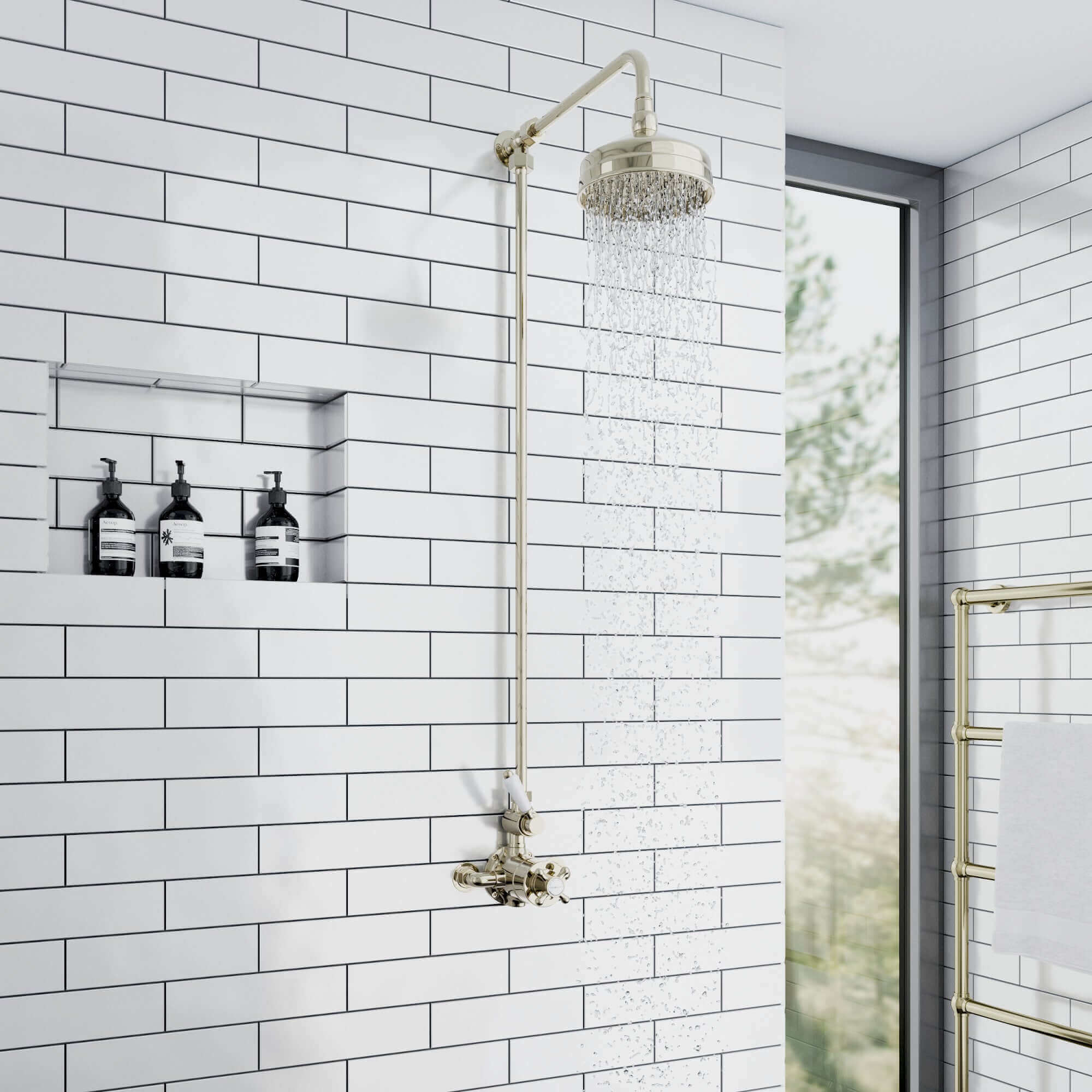 Downton shower rigid riser rail traditional - gold - Image 2