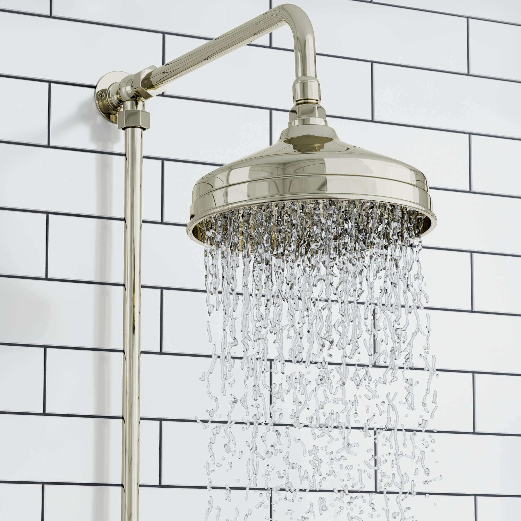 Downton traditional shower riser rail kit 2 outlet watercan head 200mm - gold - Image 2