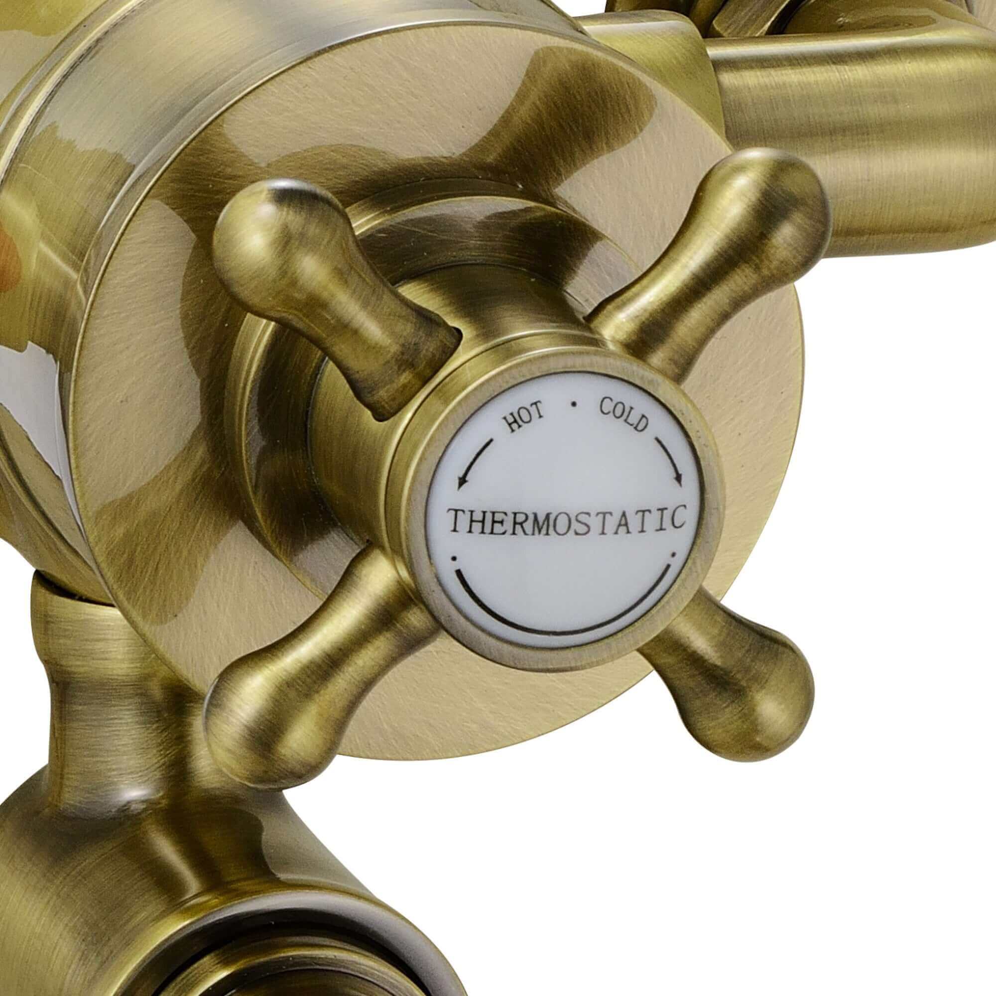 Downton traditional triple thermostatic shower valve two outlet - antique brass - Image 3