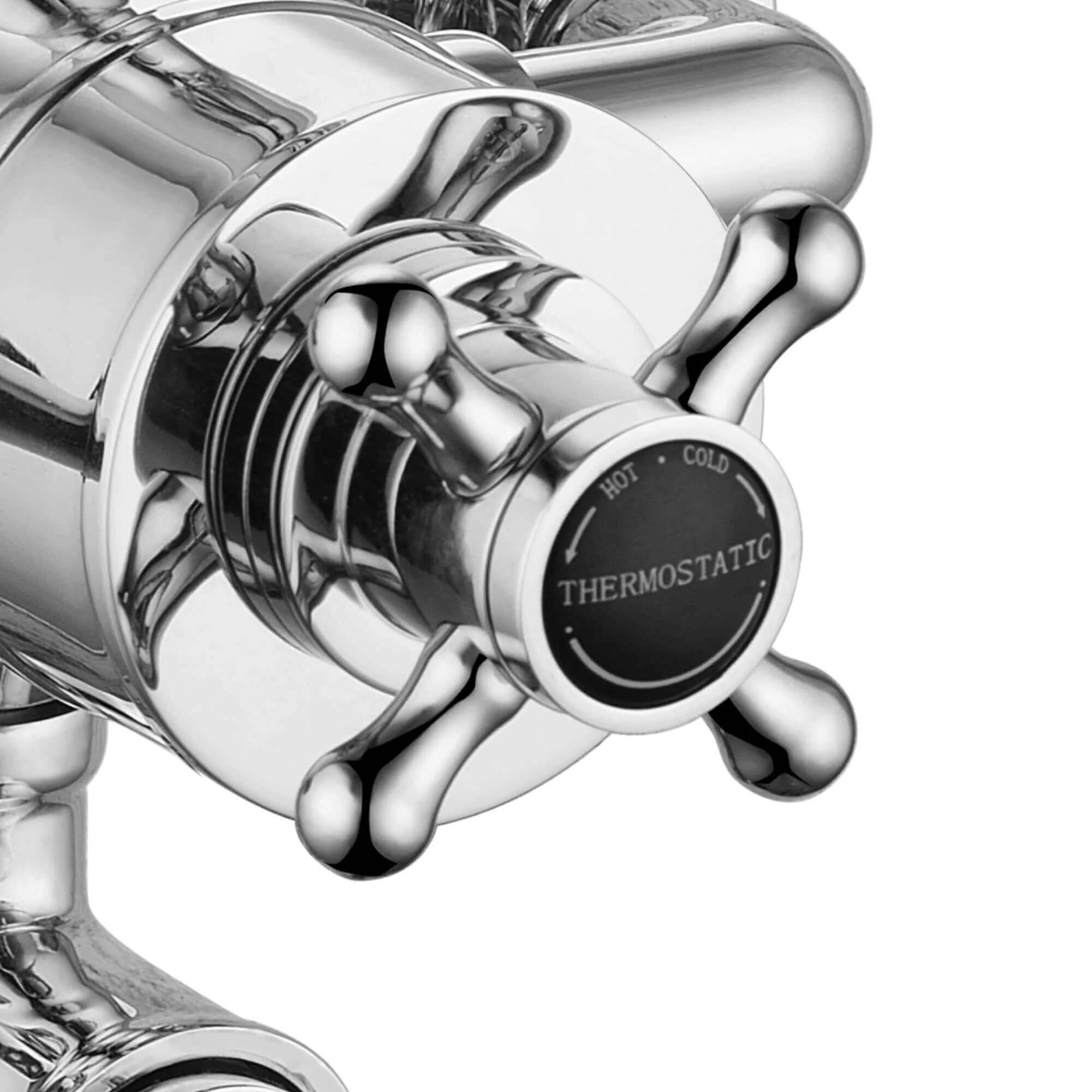 Downton traditional triple thermostatic shower valve two outlet - chrome & black - Image 3