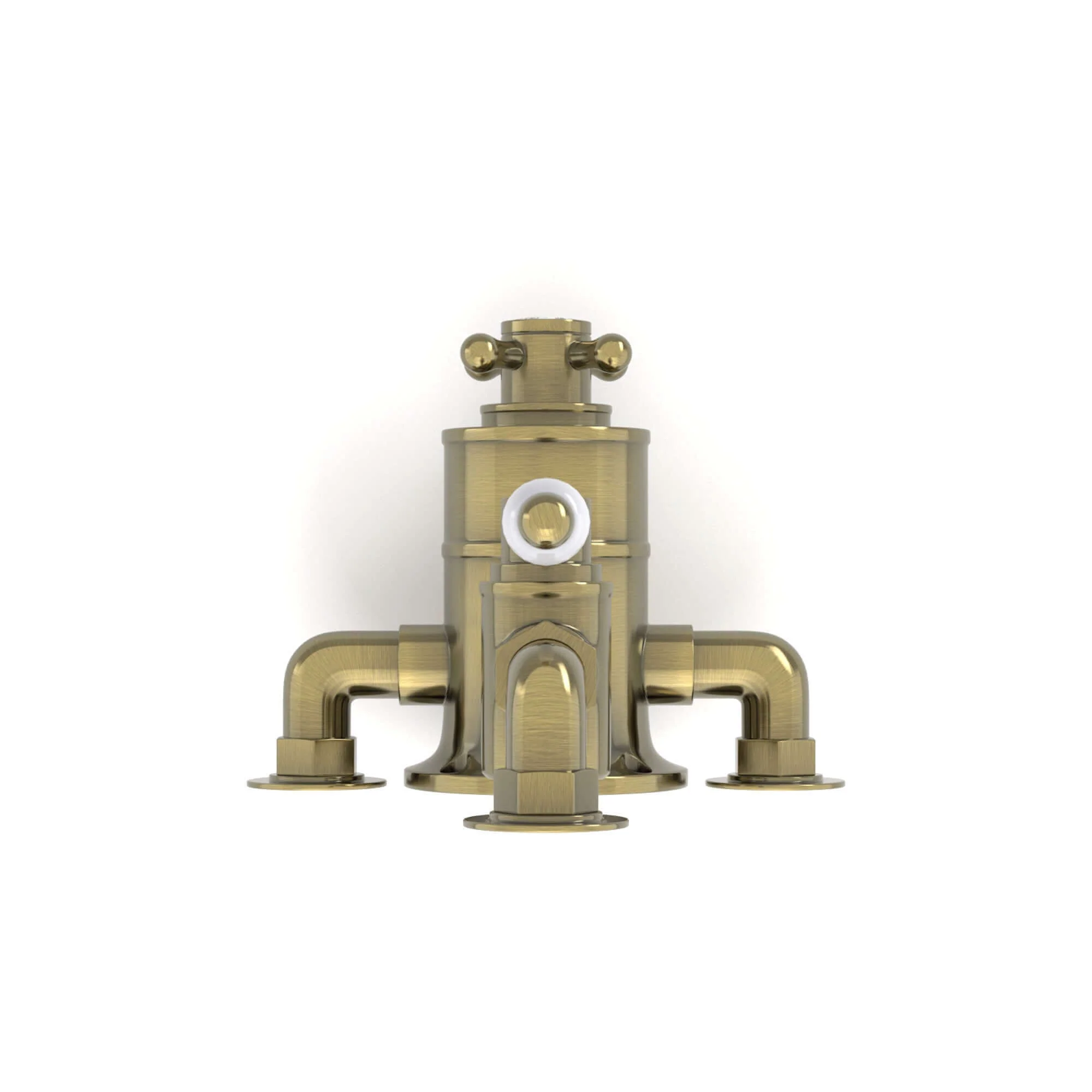Downton traditional twin thermostatic shower valve semi-exposed - antique brass - Image 6
