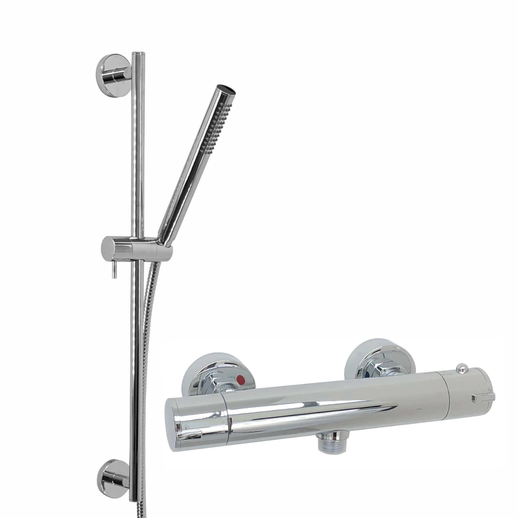 Dune contemporary thermostatic shower mixer bar valve with slider rail kit - chrome