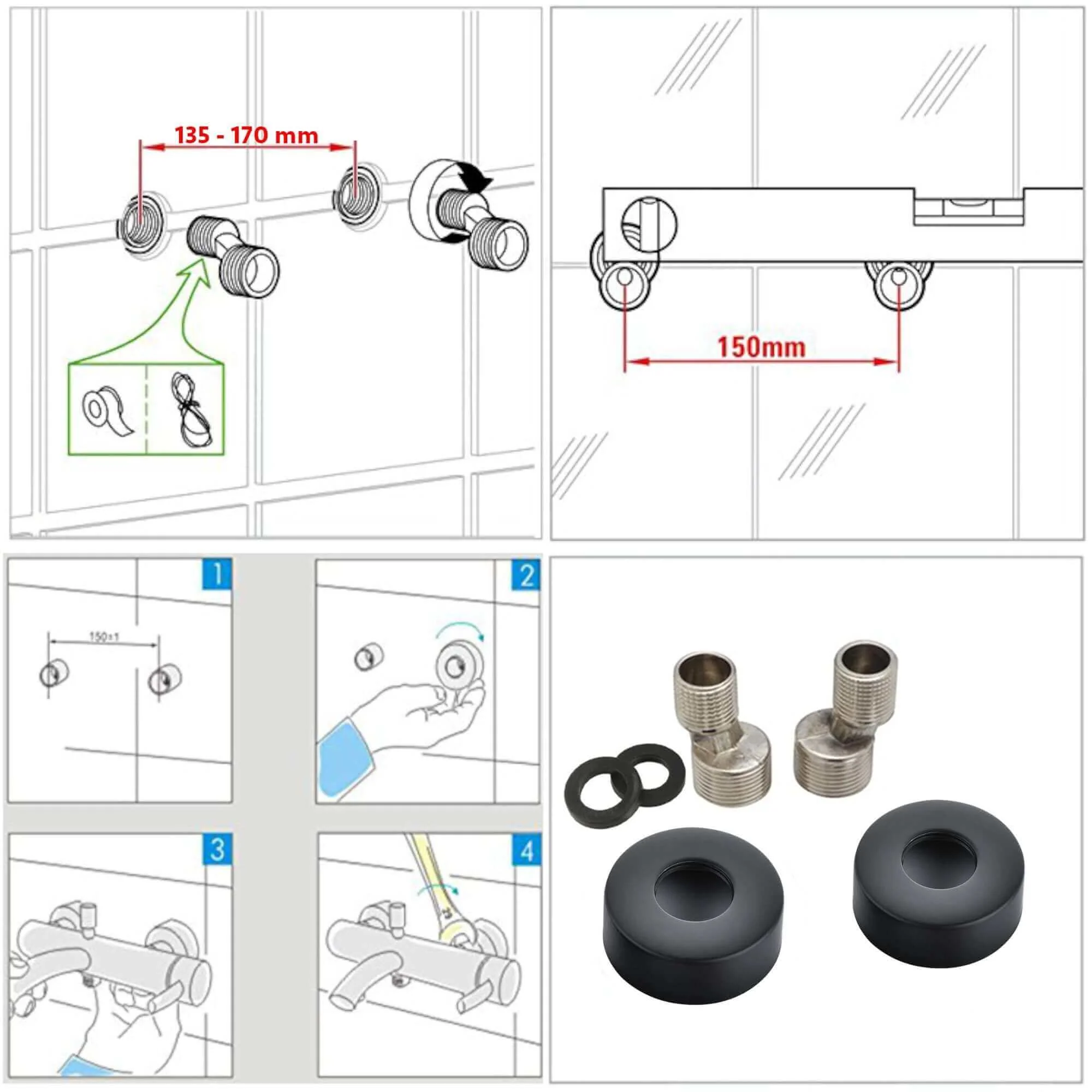 Dune thermostatic bar shower mixer valve top outlet 3/4" outlet contemporary - matt black - Image 5