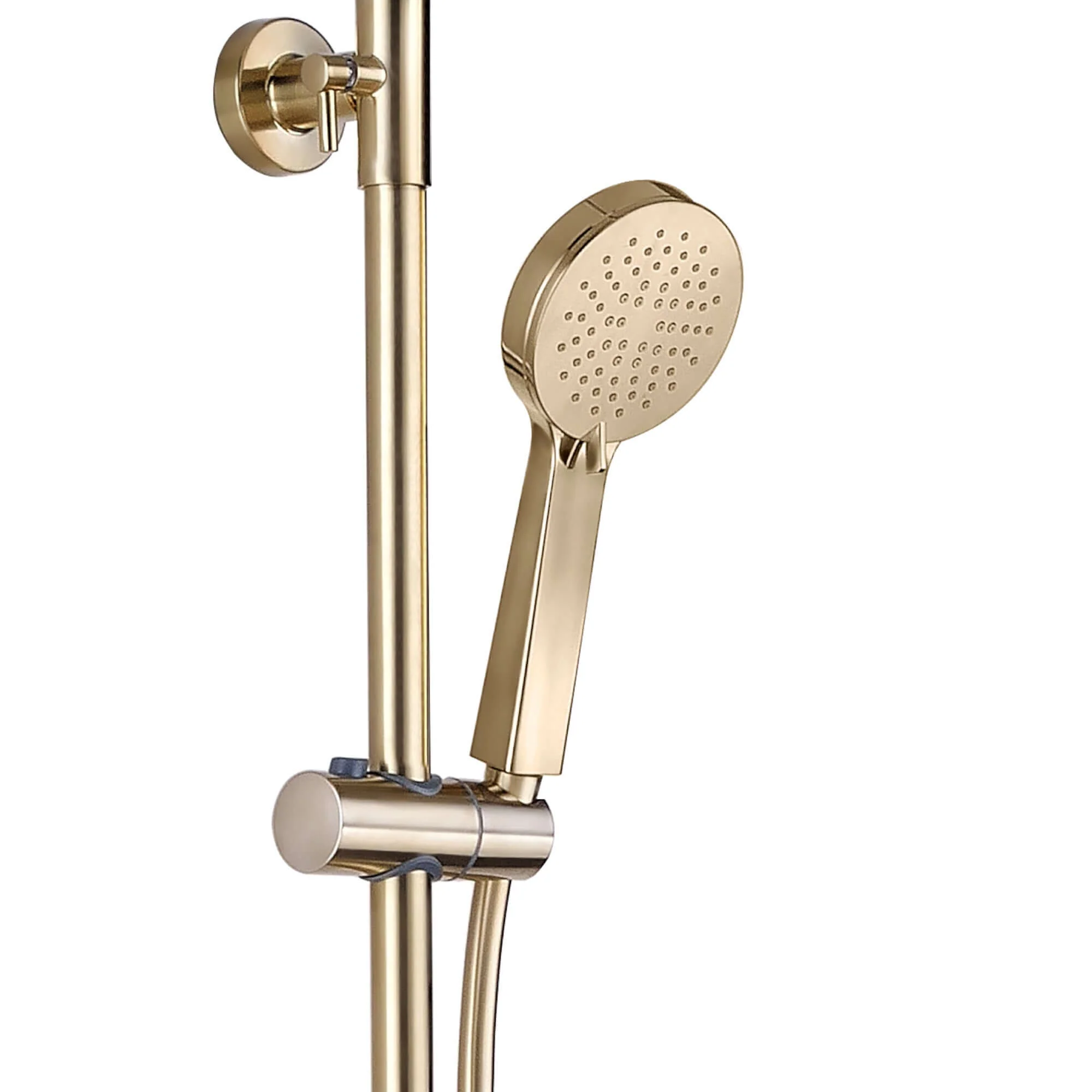 Dune round thermostatic shower set 200mm head & handheld - brushed brass - Image 3
