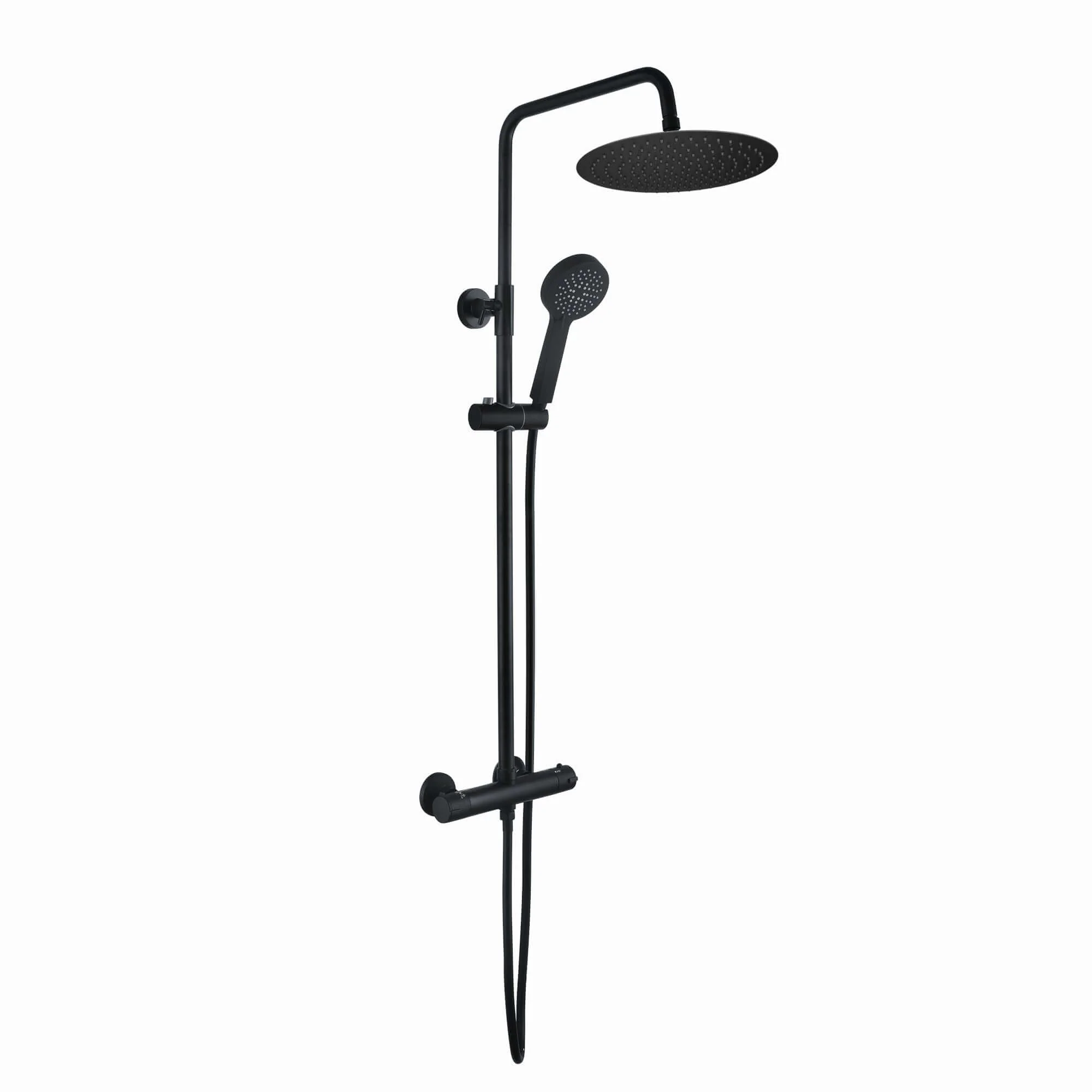 Dune round thermostatic shower set 300mm head & handheld - matt black