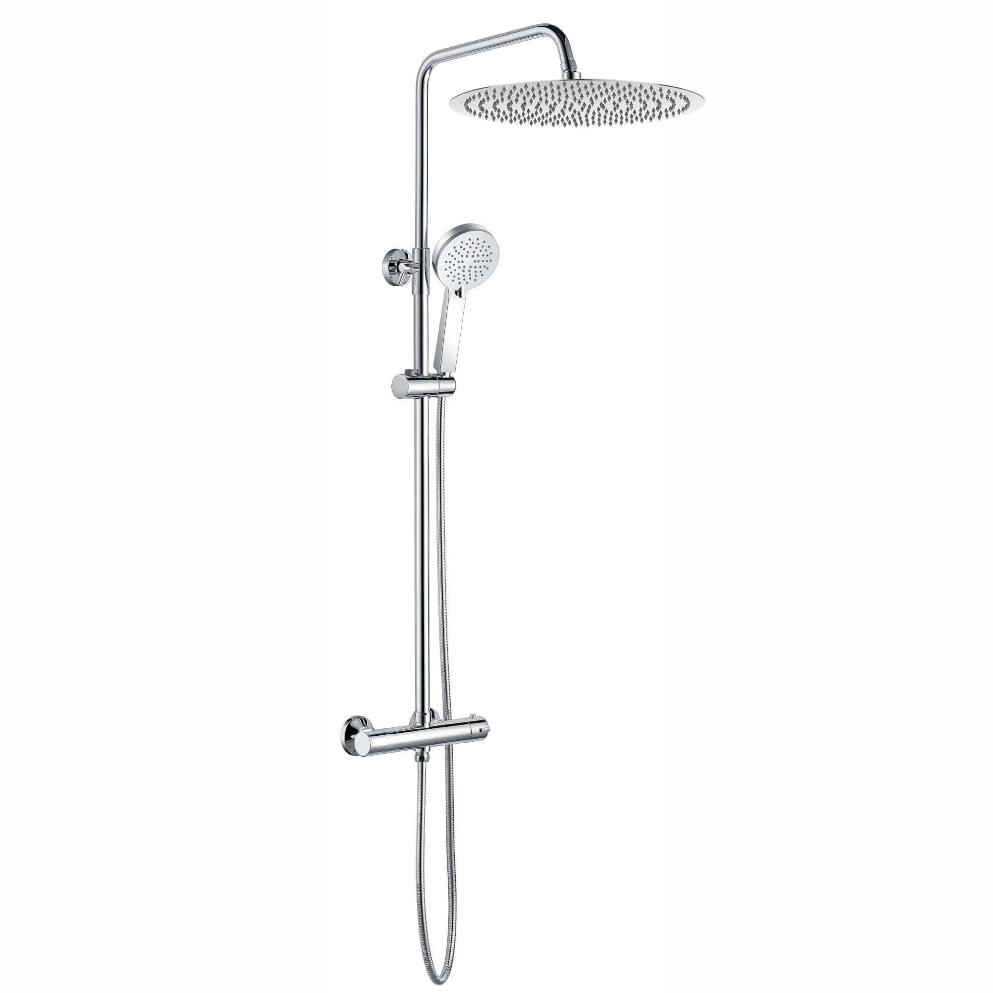 Dune round thermostatic shower set 400mm head & handheld - chrome