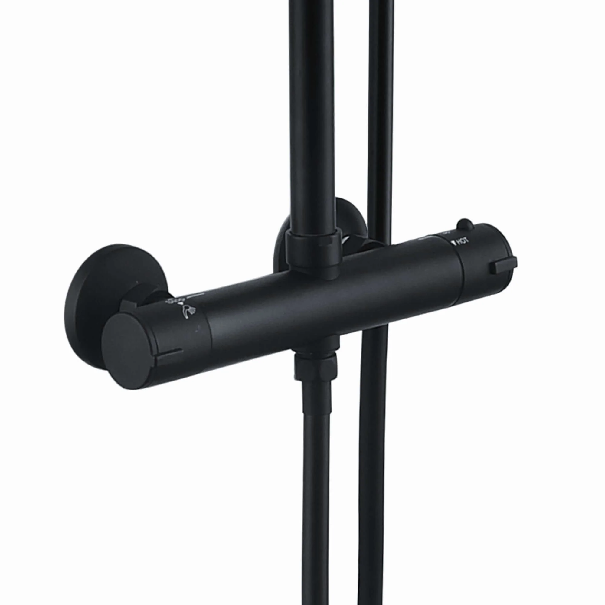Dune round thermostatic shower set 400mm head & handheld - matt black - Image 4