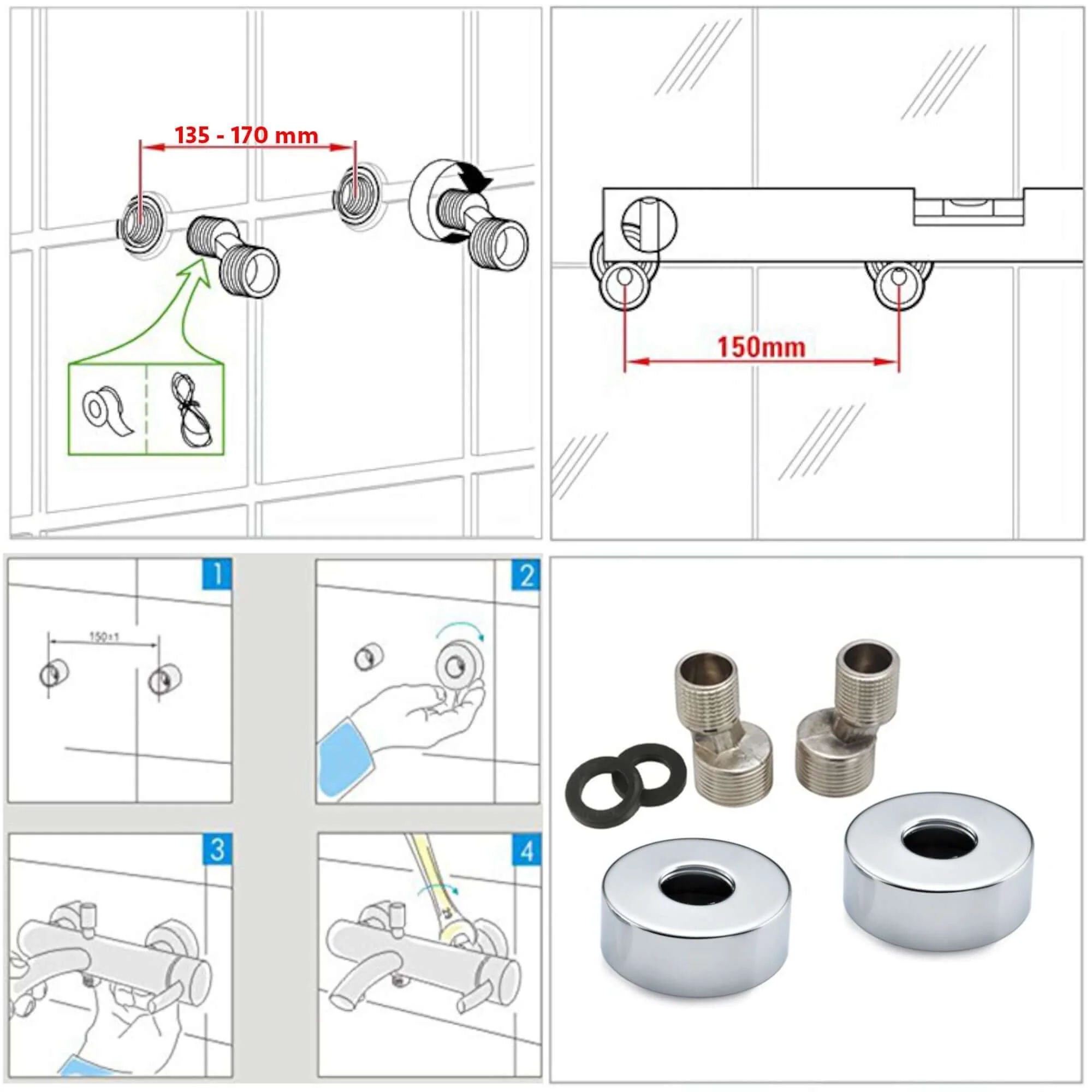 Dune thermostatic bar shower mixer valve top outlet 1/2" or 3/4" outlet (with adaptor) contemporary - chrome - Image 5