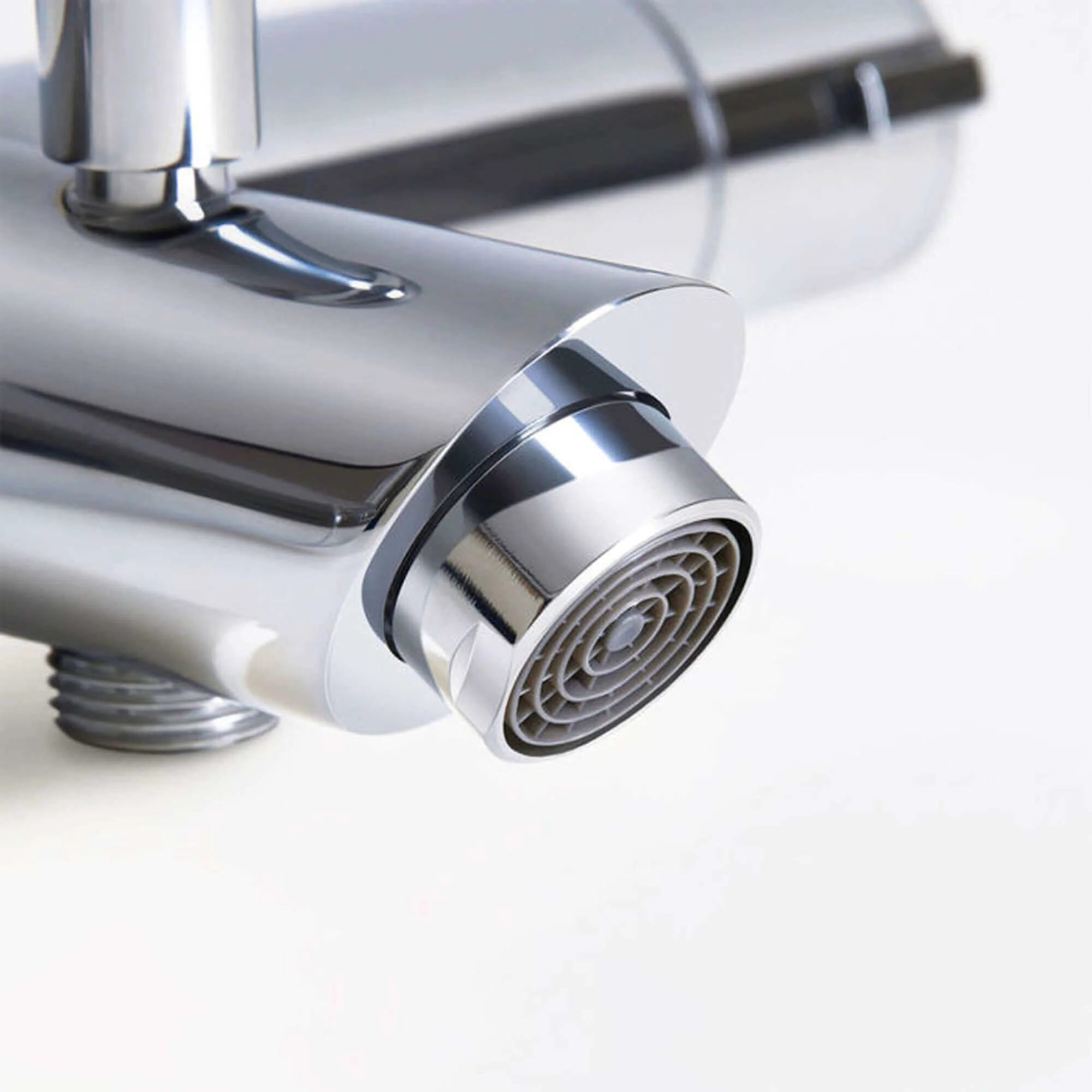 Dune thermostatic bar bath shower mixer valve with dual rigid riser kit, overhead rain shower and handheld - chrome - Image 5