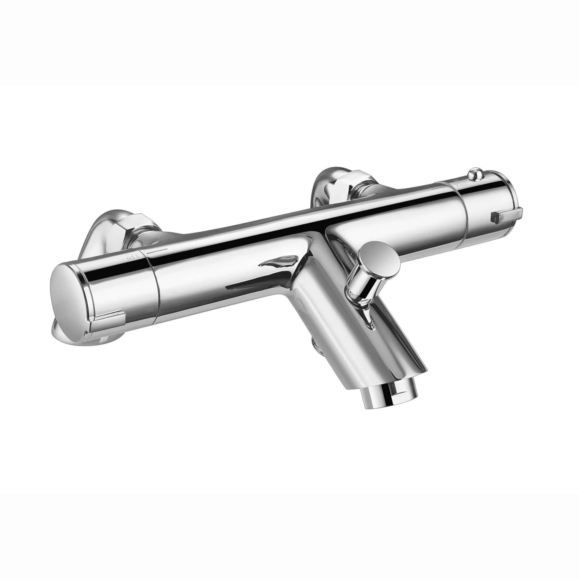 Dune thermostatic bar bath shower mixer valve with dual rigid riser kit, overhead rain shower and handheld - chrome - Image 7