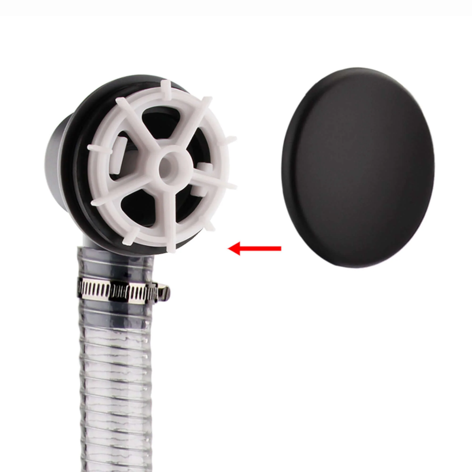 Easy clean cut to size pipe bath sprung waste & overflow (bath thickness 5-15mm) - matt black - Image 3