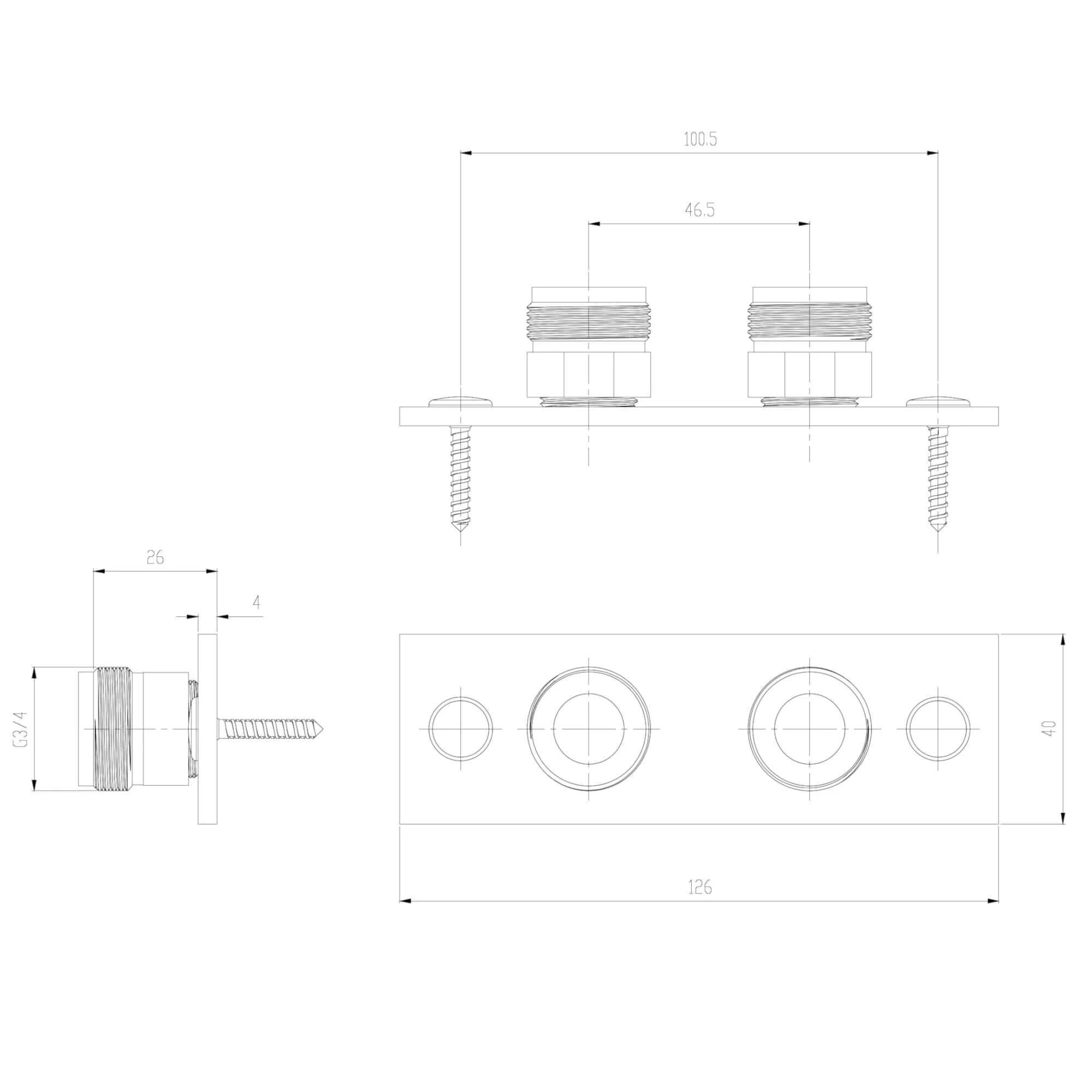Easy fix wall plate for exposed mini thermostatic shower valves - chrome - Image 2