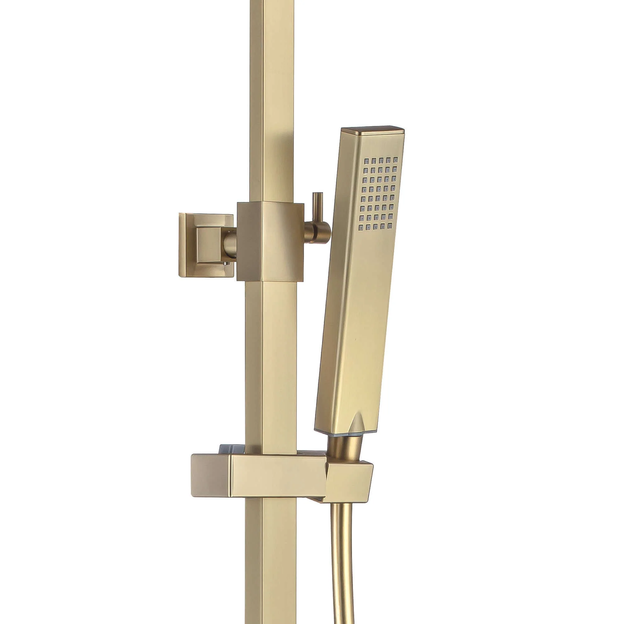 Enzo square thermostatic shower set two outlet with ultra slim 200mm shower head and handheld - brushed brass - Image 2