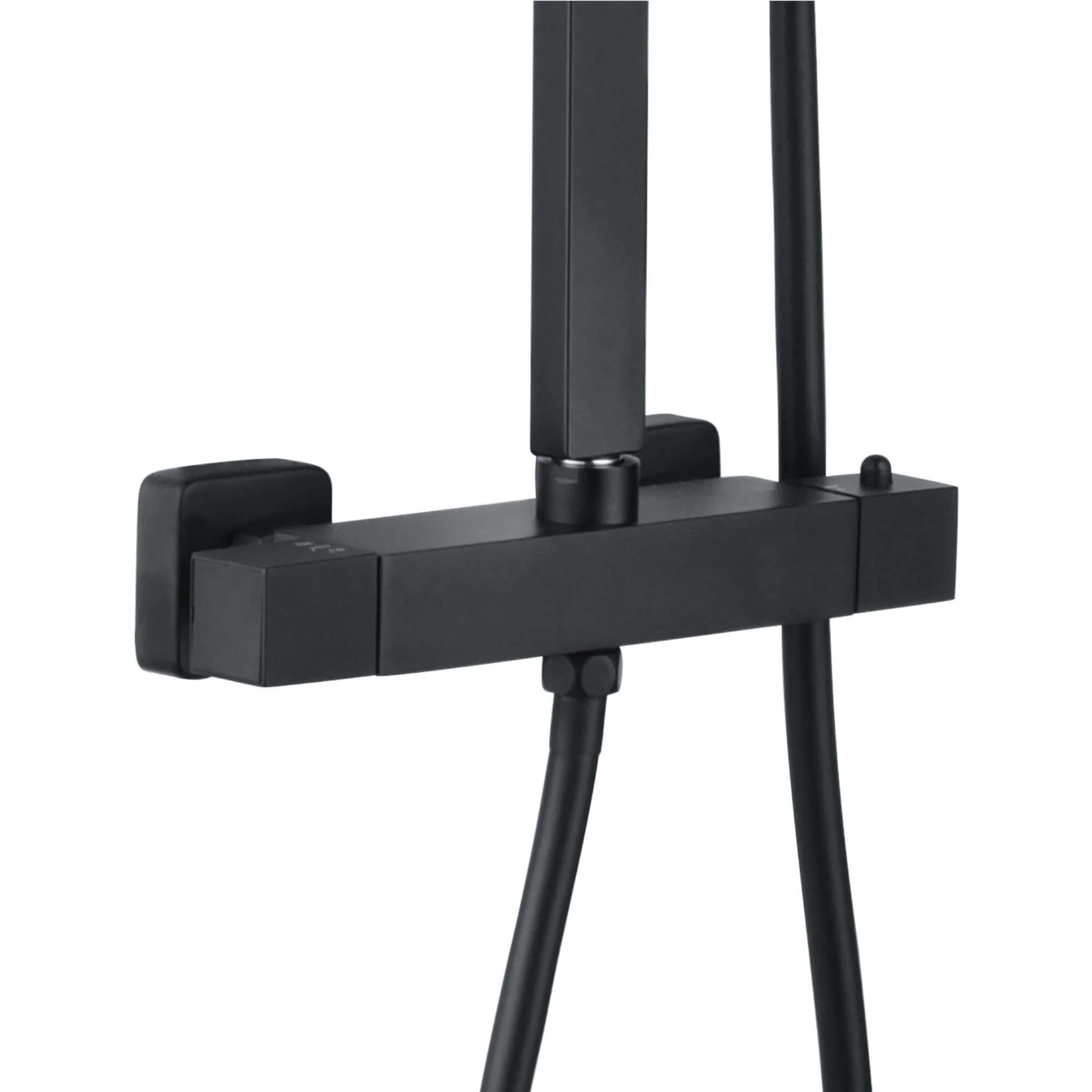 Enzo square thermostatic shower set two outlet with ultra slim 300mm shower head and handheld - matt black - Image 3