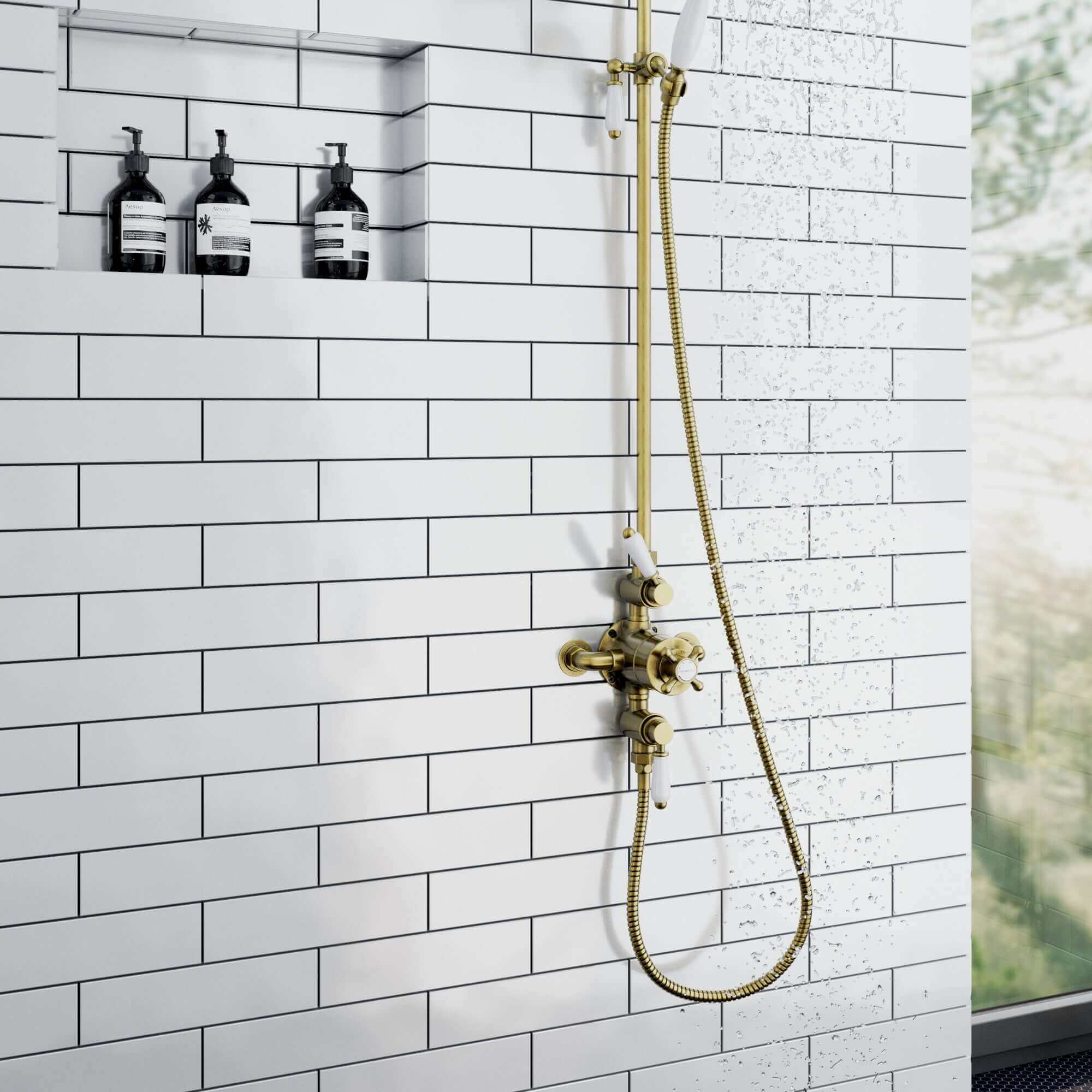 Flex shower hose stainless steel 1.75m large bore - antique brass - Image 5