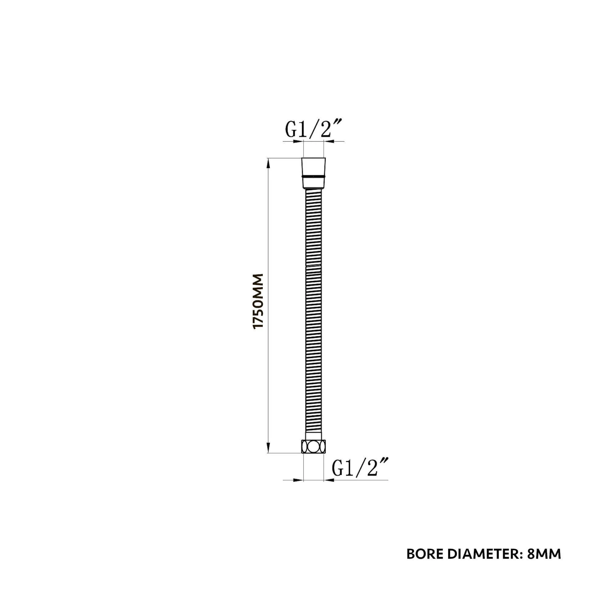 Flex shower hose stainless steel 1.75m standard bore - chrome - Image 7