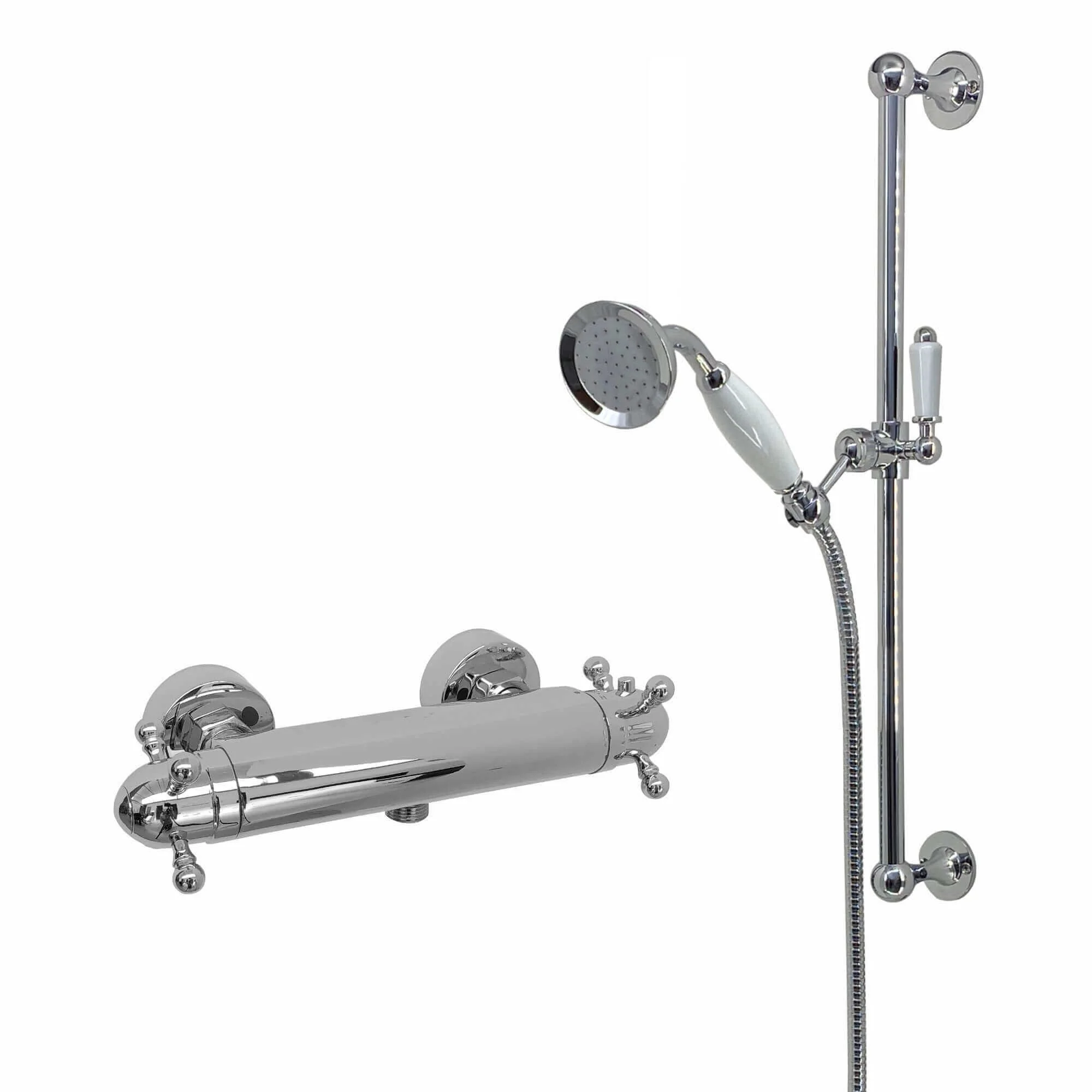Gallant traditional thermostatic shower bar mixer valve with slider rail shower kit - chrome