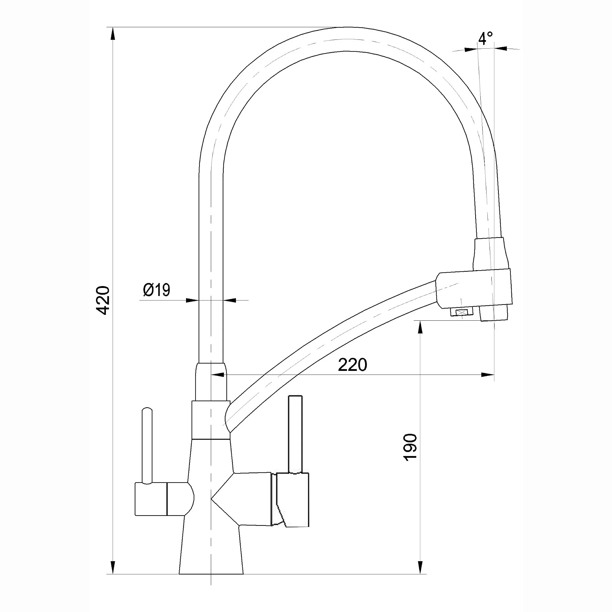 Geneva contemporary pull out 3 way kitchen sink filter mixer tap - chrome - Image 2