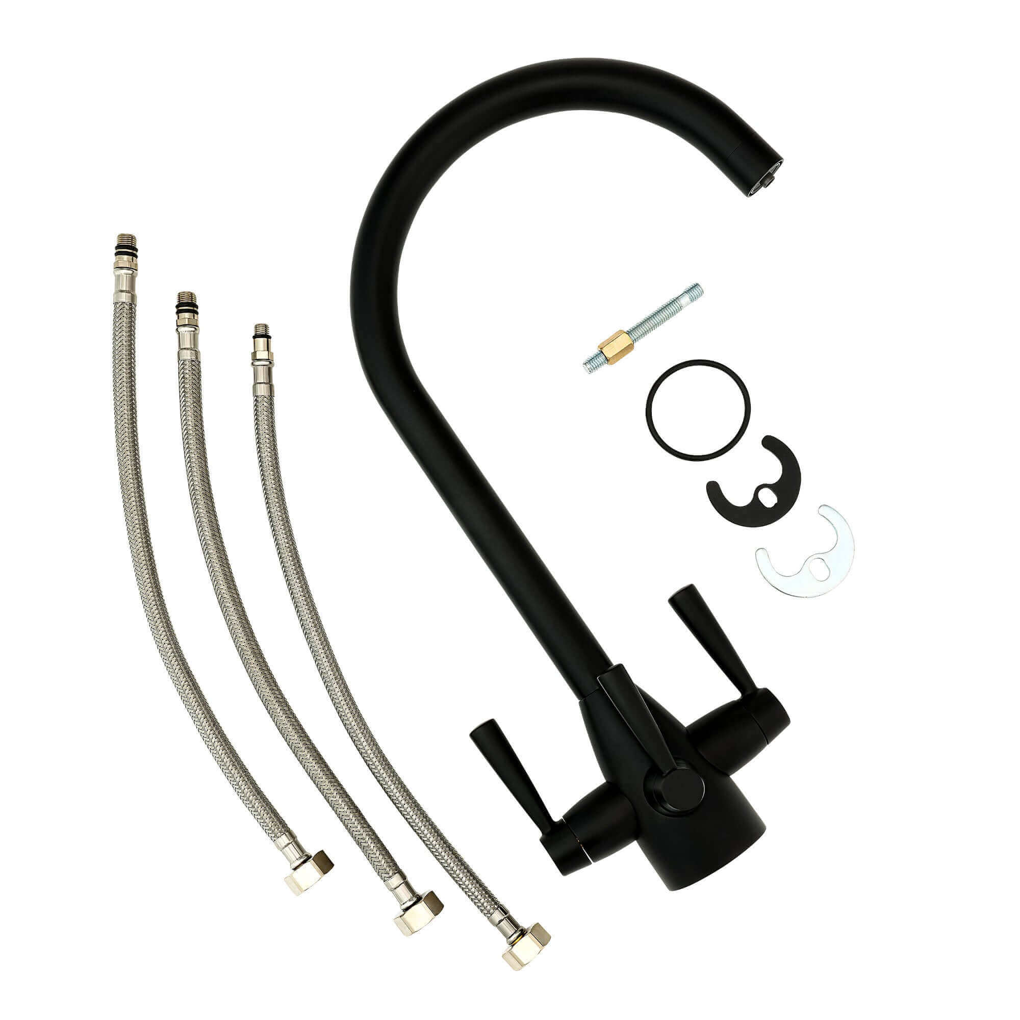 Icon modern filter tap with twin levers - black - Image 3